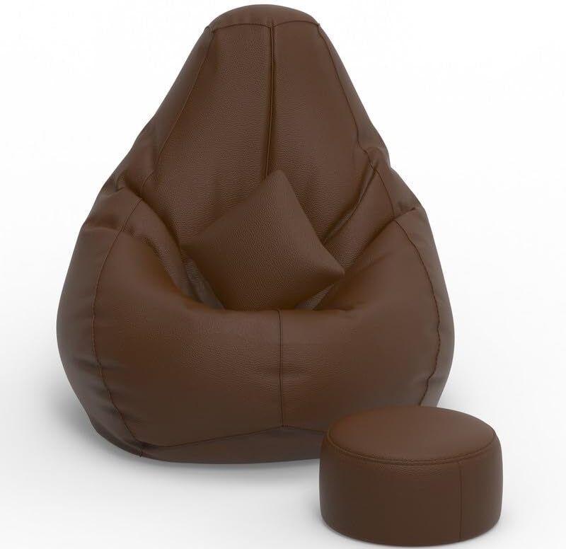 shop 24 care XL Premium Leatherette Bean Bag Chair with free Footrest and Pillow Bean Bag Chair With Bean Filling-picture-20