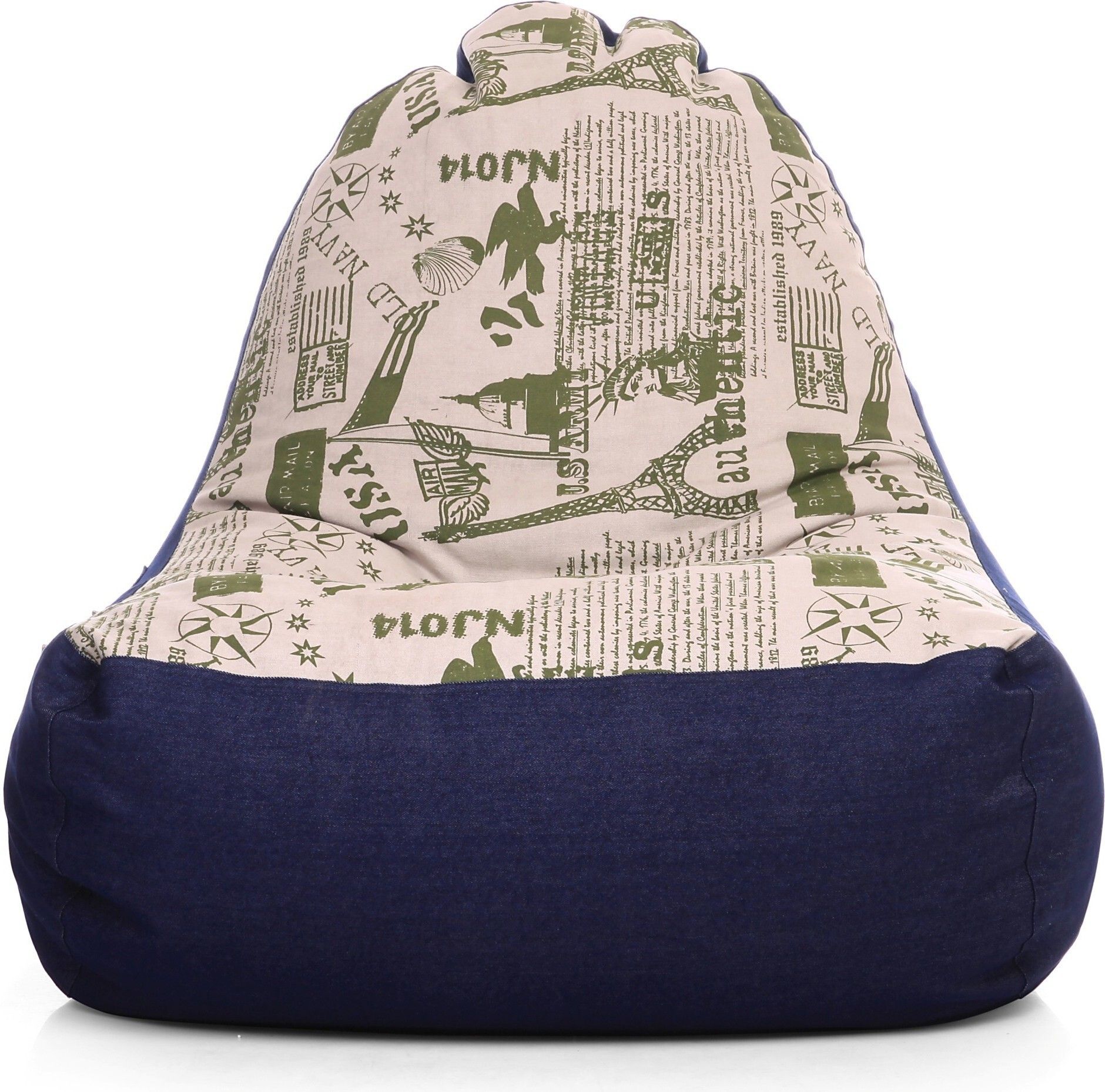 XXL Urban Design Denim Canvas Abstract Printed Lounger Bean Bag With Bean Filling-image-5