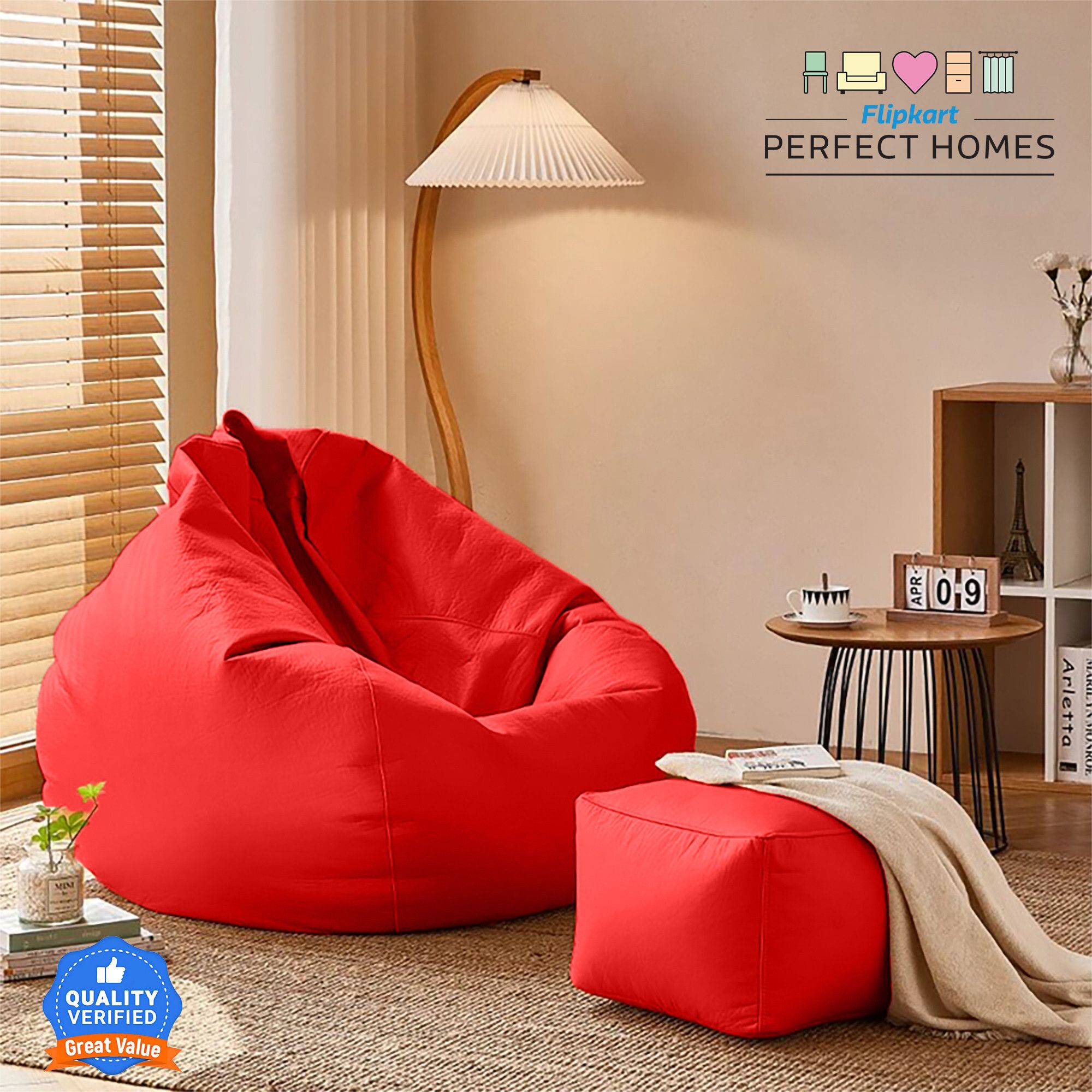4XL RelaxSofa Nest With Free Cushion and Puffy , Red Teardrop Bean Bag With Bean Filling-image-47