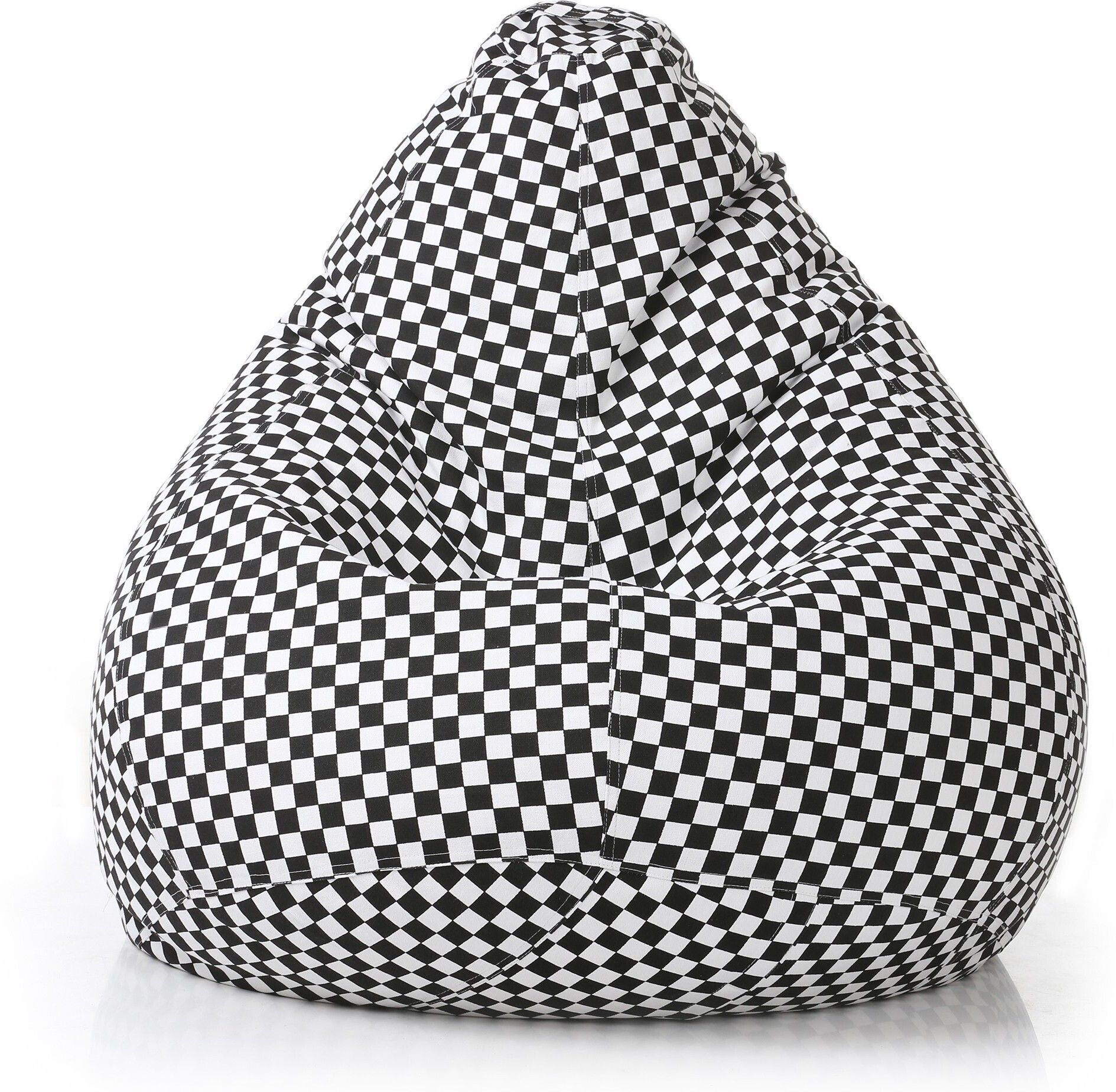XL Classic Cotton Canvas Checkered Printed Teardrop Bean Bag With Bean Filling-image-19