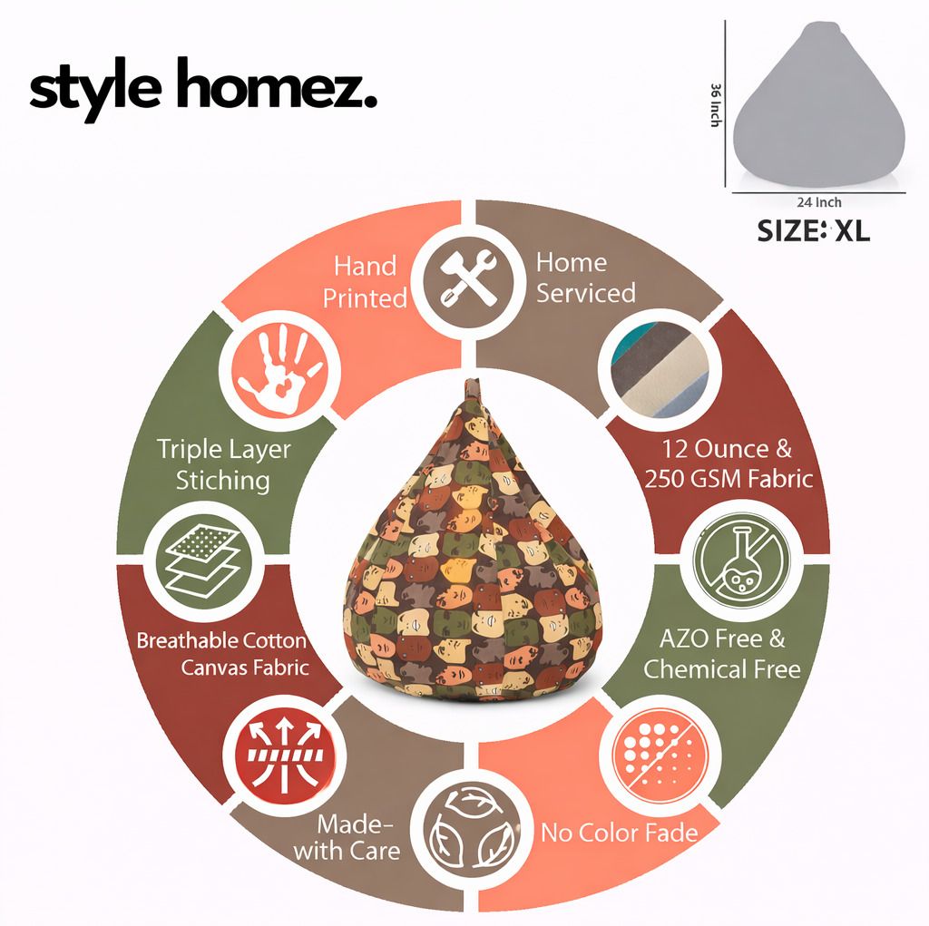 style homez XL Tear Drop Bean Bag Cover (Without Beans)-picture-15