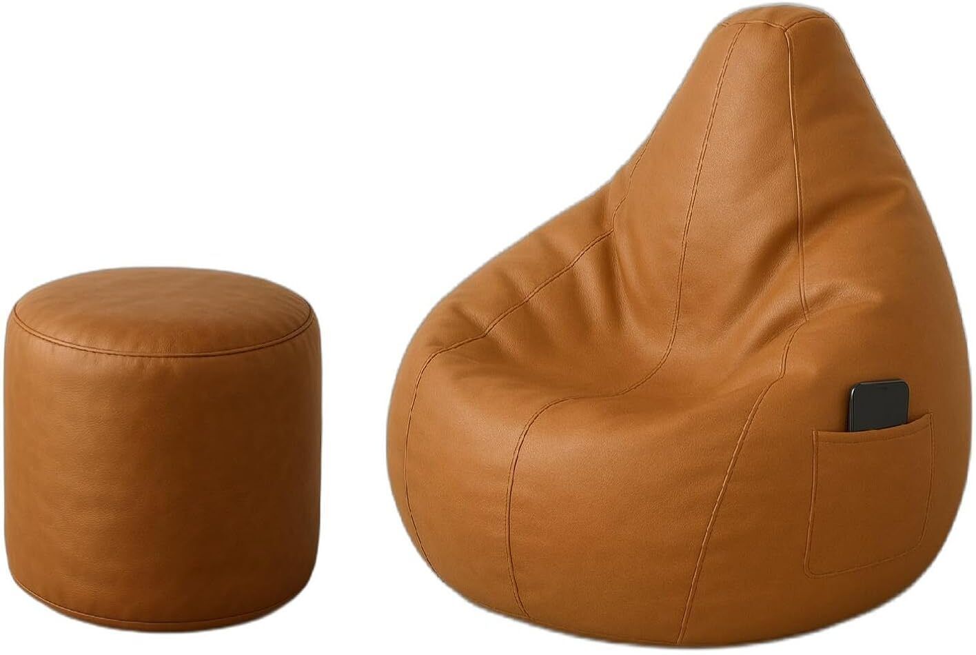 XXL Tan Bean Bag Combo Cover With Bean Bag And Footrest Cover Without Beans Bean Bag Filler-image-0