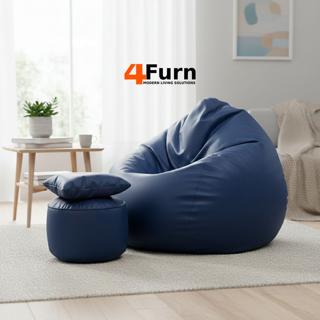 XXL Bean Bag with Cushion & Footrest All with Beans Suitable for Kids Teardrop Bean Bag With Bean Filling