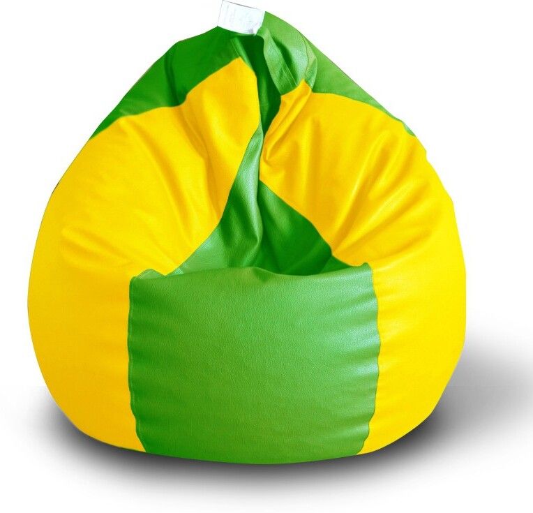 style homez XXL Premium Leatherette Classic Green Yellow Color Teardrop Bean Bag With Bean Filling-picture-17