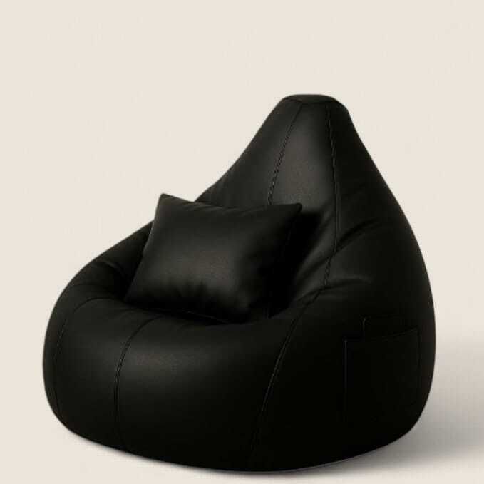 shop 24 care XL Bean Bag Chair with Cushion & Pocket | Premium Leatherette, Ergonomic Design Bean Bag Chair With Bean Filling-picture-13