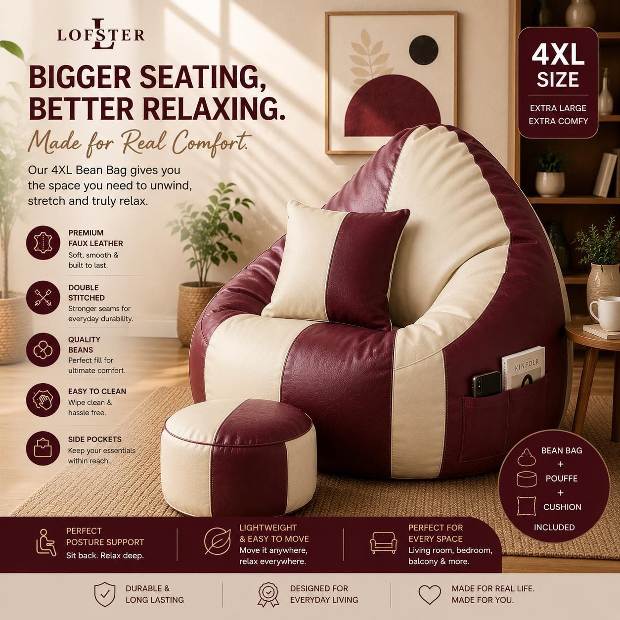 4XL Teardrop Bean Bag With Bean Filling-image-42