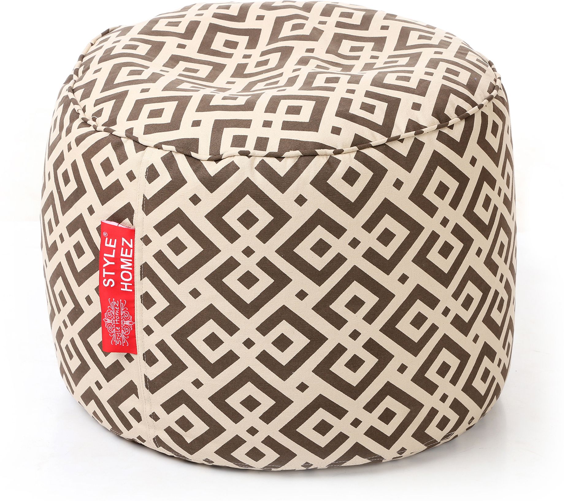 Large Cotton Canvas Geometric Printed Round Bean Bag Footstool With Bean Filling-image-5