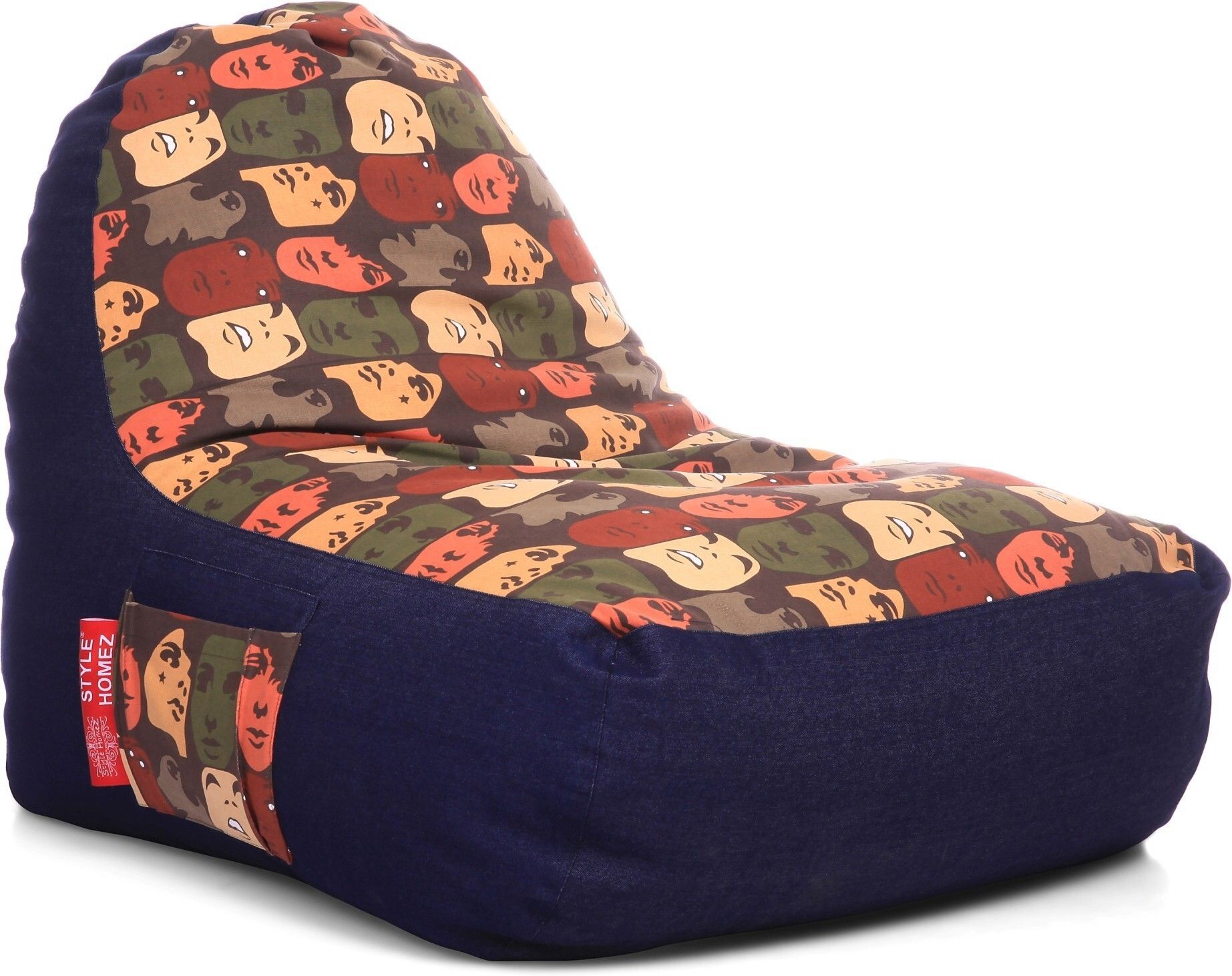 style homez XXL Urban Design Denim Canvas Abstract Printed Lounger Bean Bag With Bean Filling-picture-24