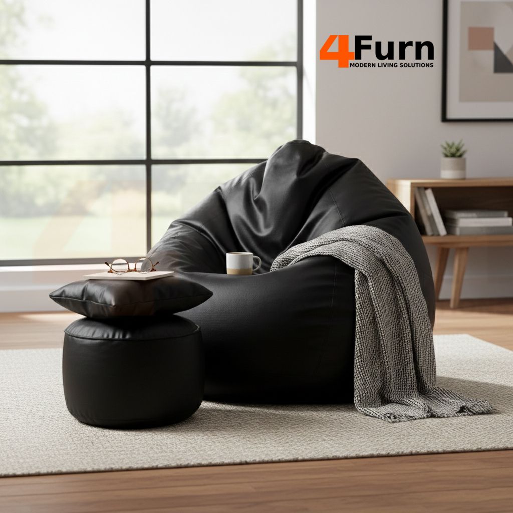 XXL Bean Bag with Cushion & Footrest All with Beans Suitable for Kids Teardrop Bean Bag With Bean Filling