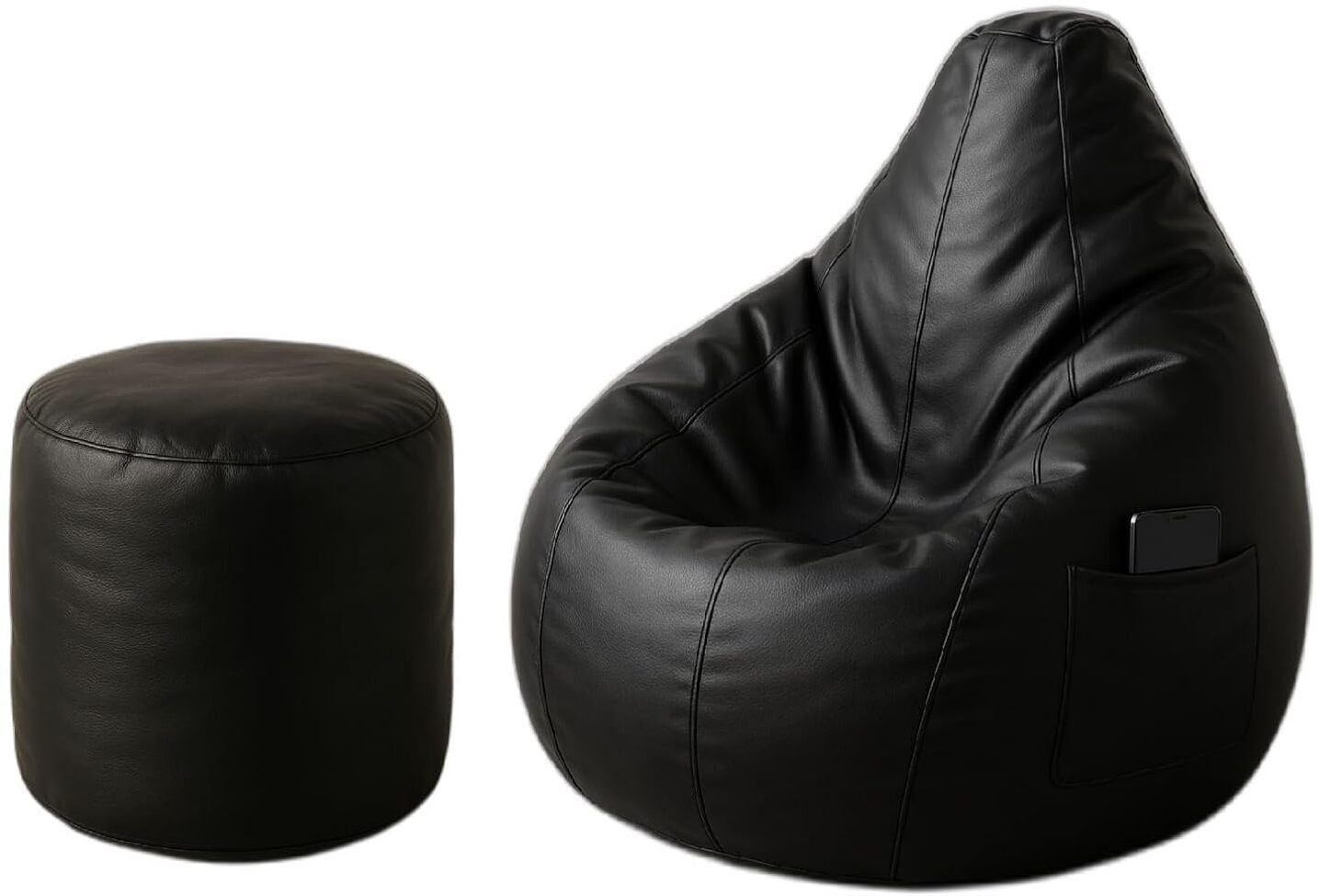 XXL 2XL Black Bean Bag Combo With Cushion And Footrest Filled with Beans Bean Bag Sofa With Bean Filling-image-19