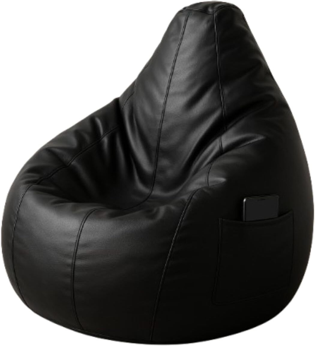 XXL 2XL Black Bean Bag Combo With Cushion And Footrest Filled with Beans Bean Bag Sofa With Bean Filling-image-14