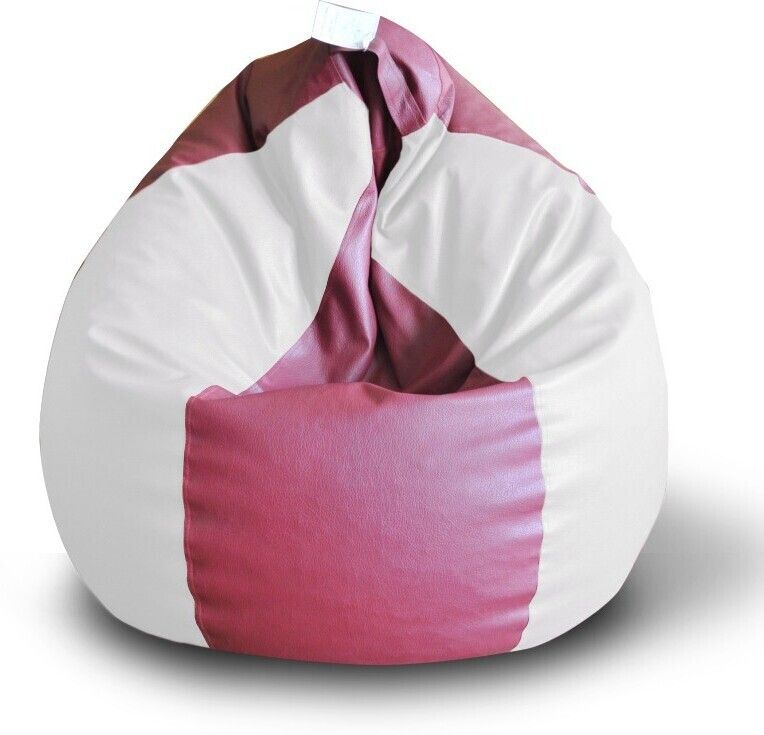 XXL Premium Leatherette Classic Maroon White Color Teardrop Bean Bag With Bean Filling-image-27