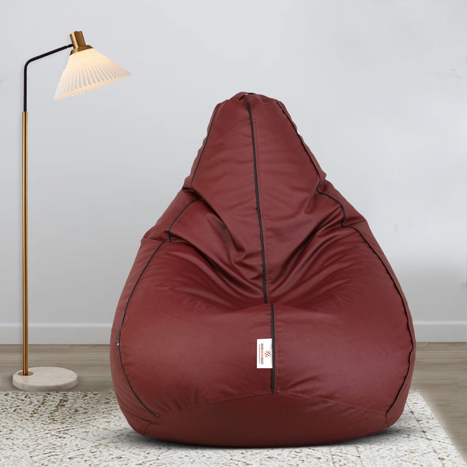 XXXL Tan with Black Piping Teardrop Bean BagWith Bean Filling-image-8