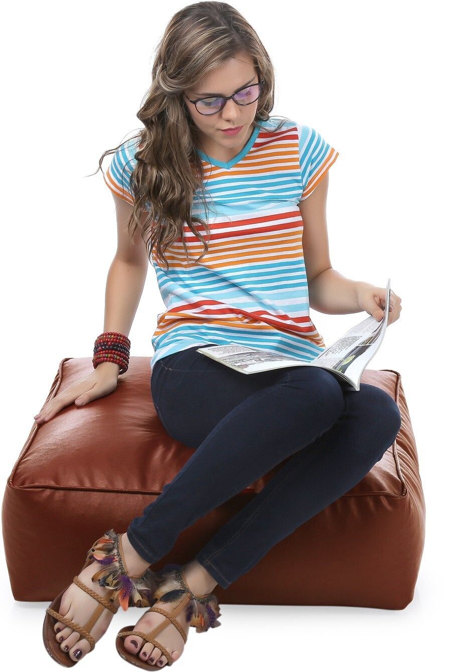 style homez Large Classic Square Floor Cushion Bean Bag Footstool With Bean Filling-picture-49