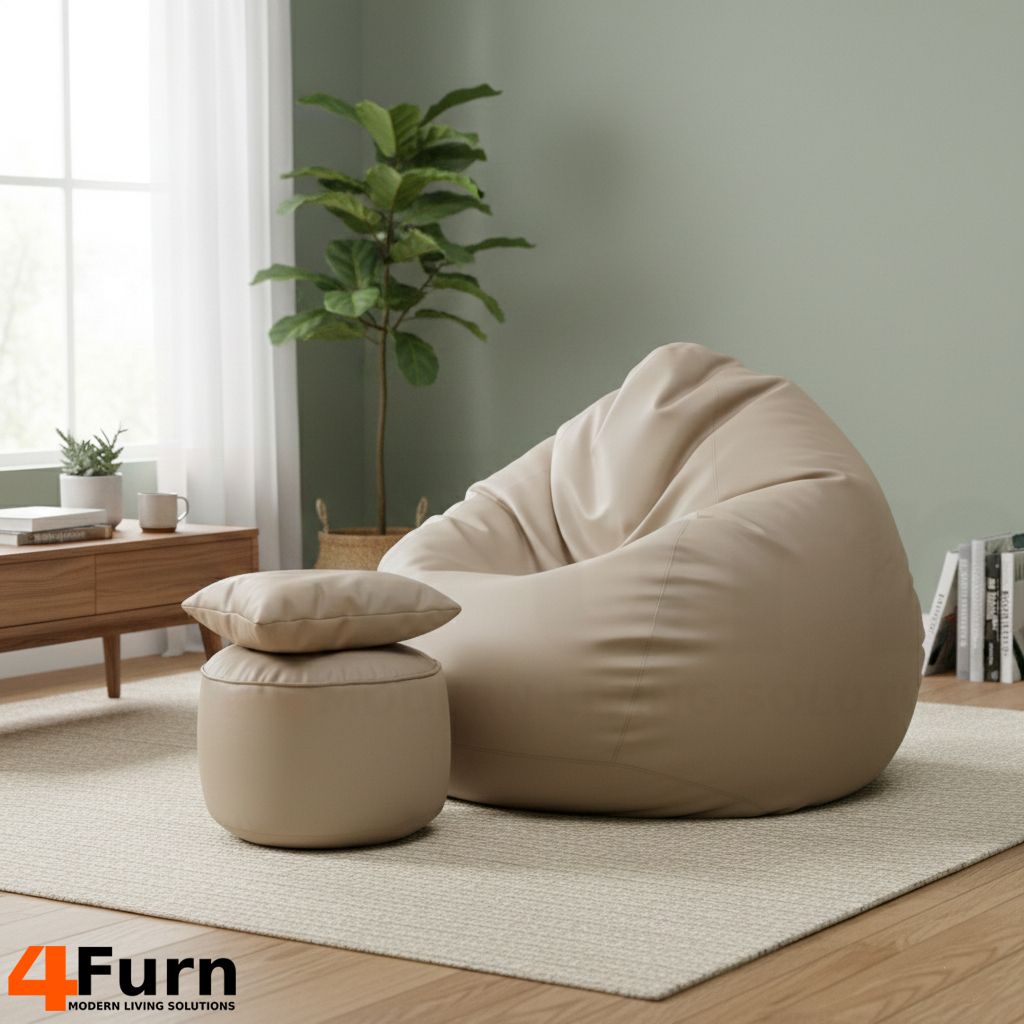 5XL Bean Bag with Cushion & Footrest All with Beans Suitable for Everyone Teardrop Bean Bag With Bean Filling