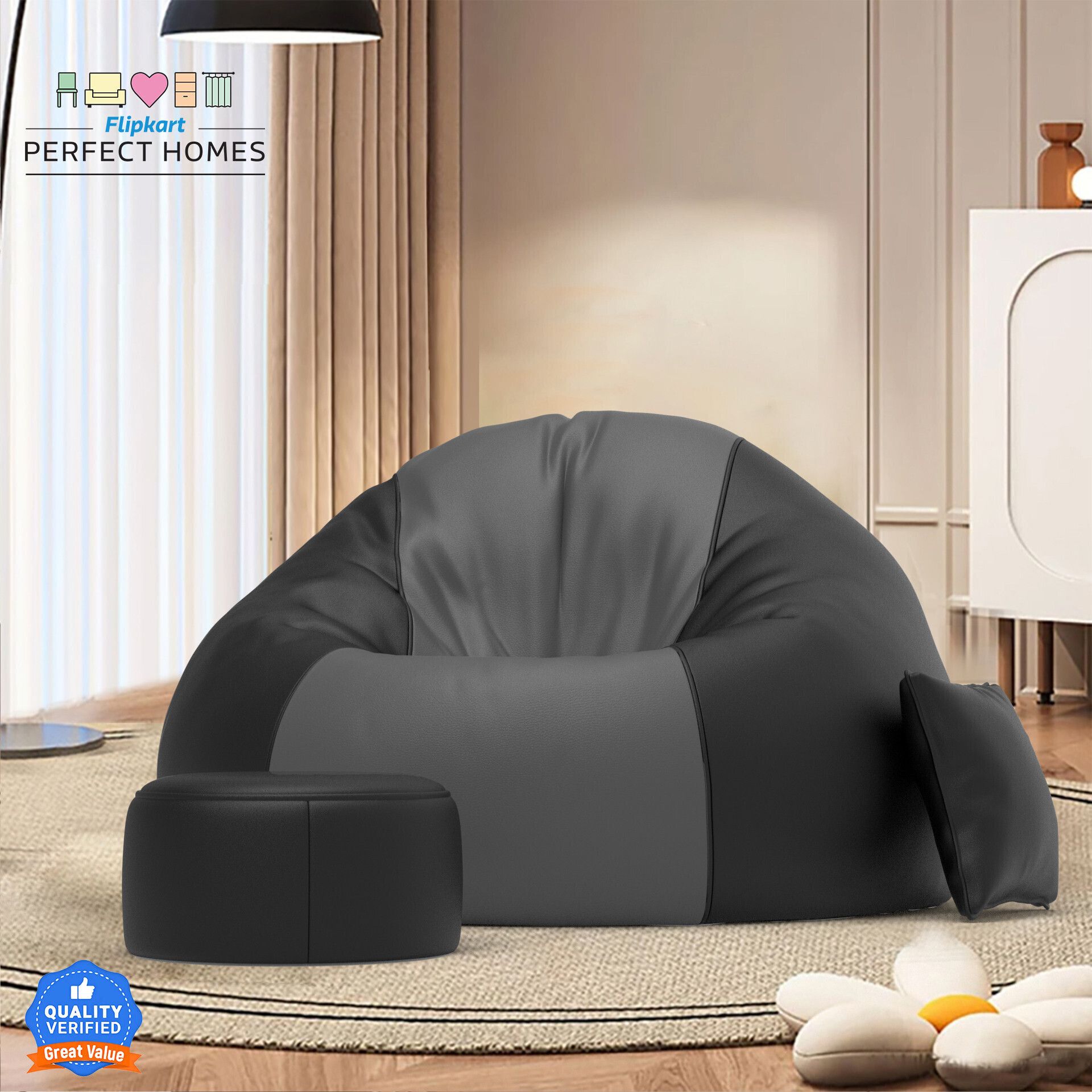 flipkart perfect homes XXXL Teardrop Bean BagWith Bean Filling-picture-37
