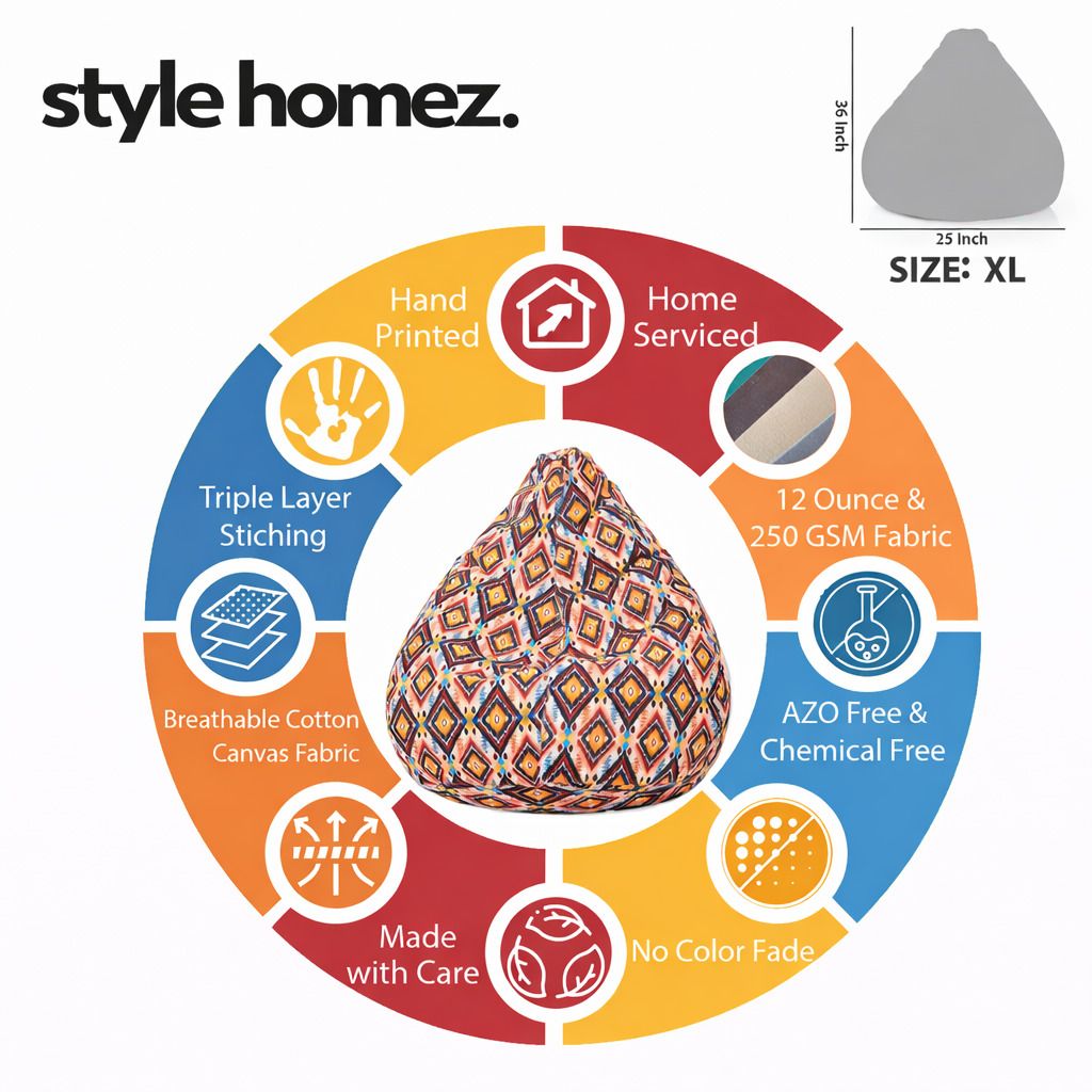 style homez XL Tear Drop Bean Bag Cover (Without Beans)-picture-27