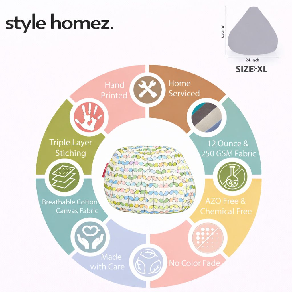 style homez XL Tear Drop Bean Bag Cover (Without Beans)-picture-31