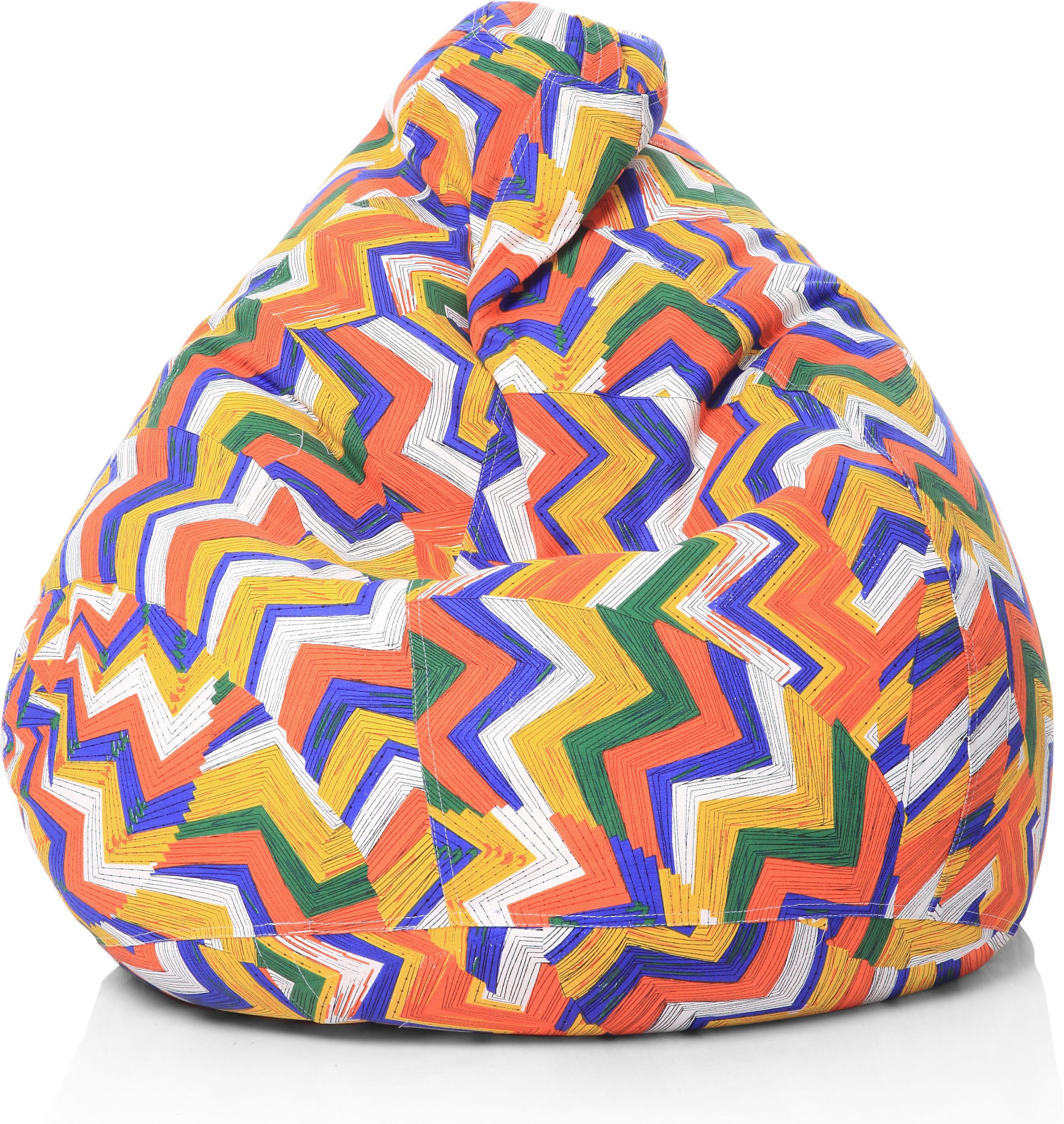 XL Classic Cotton Canvas Geometric Printed Teardrop Bean Bag With Bean Filling-image-18