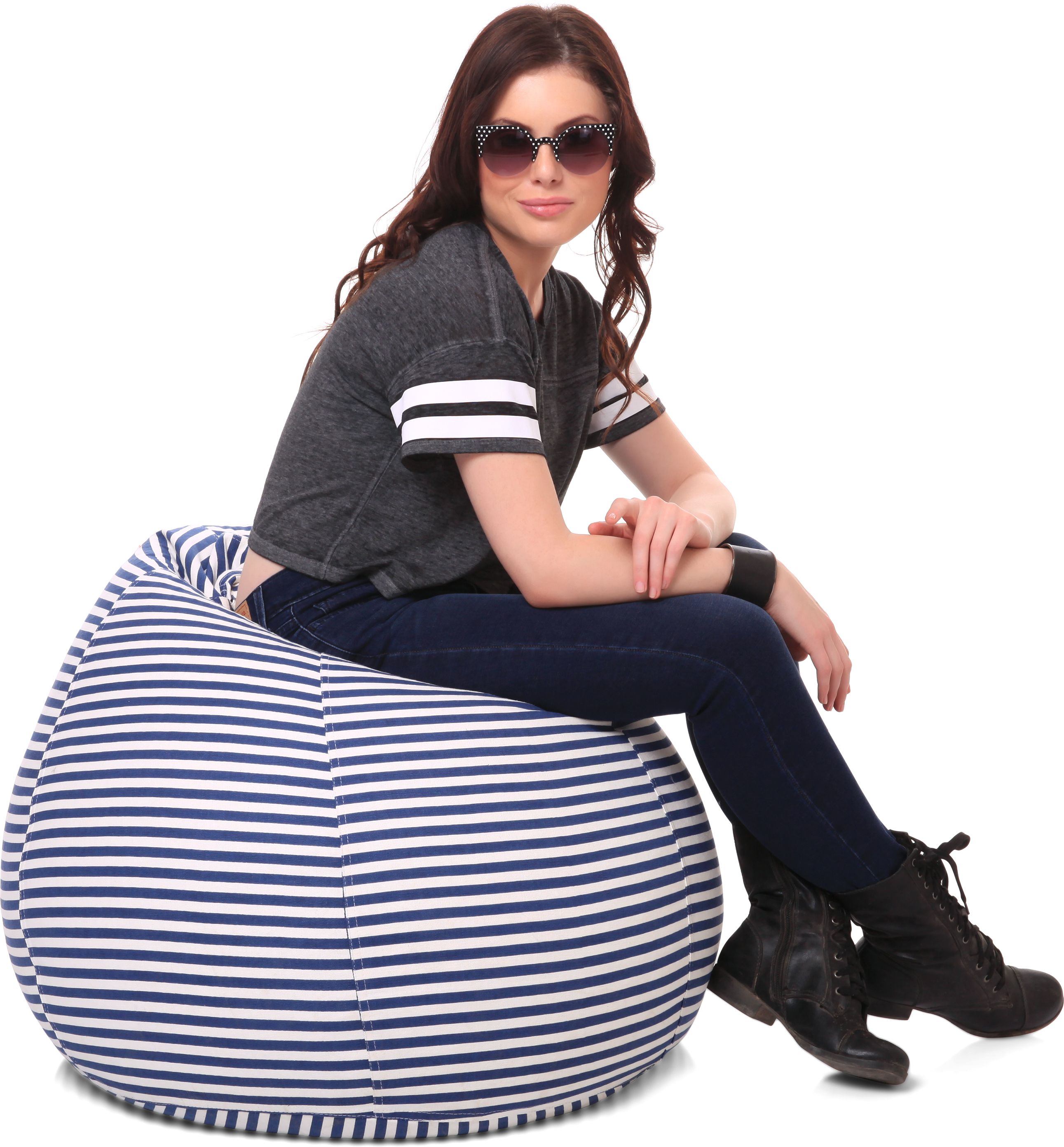 style homez XL Classic Cotton Canvas Stripes Printed Teardrop Bean Bag With Bean Filling-picture-22
