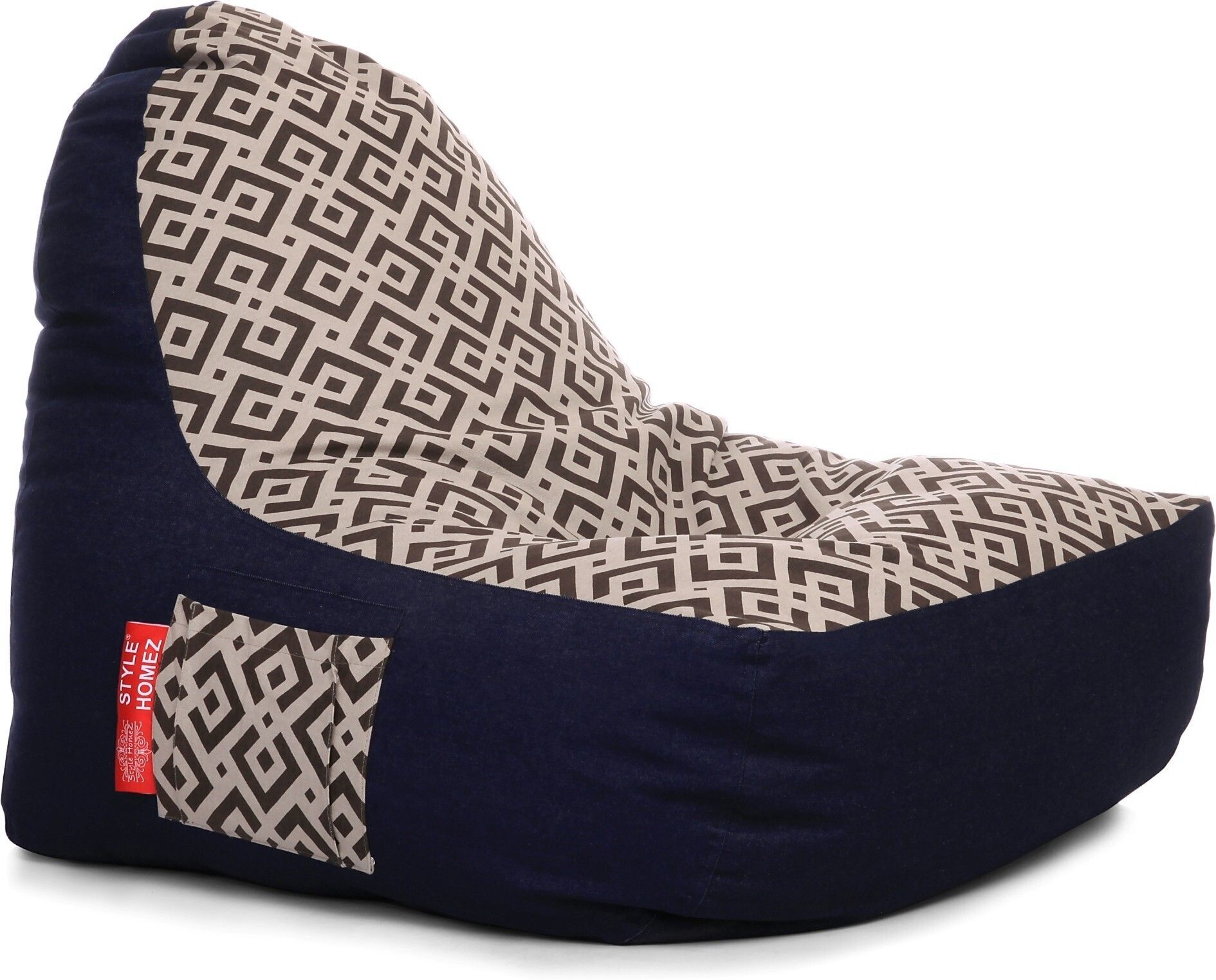 style homez XXL Urban Design Denim Canvas Geometric Printed Bean Bag Chair With Bean Filling-picture-38