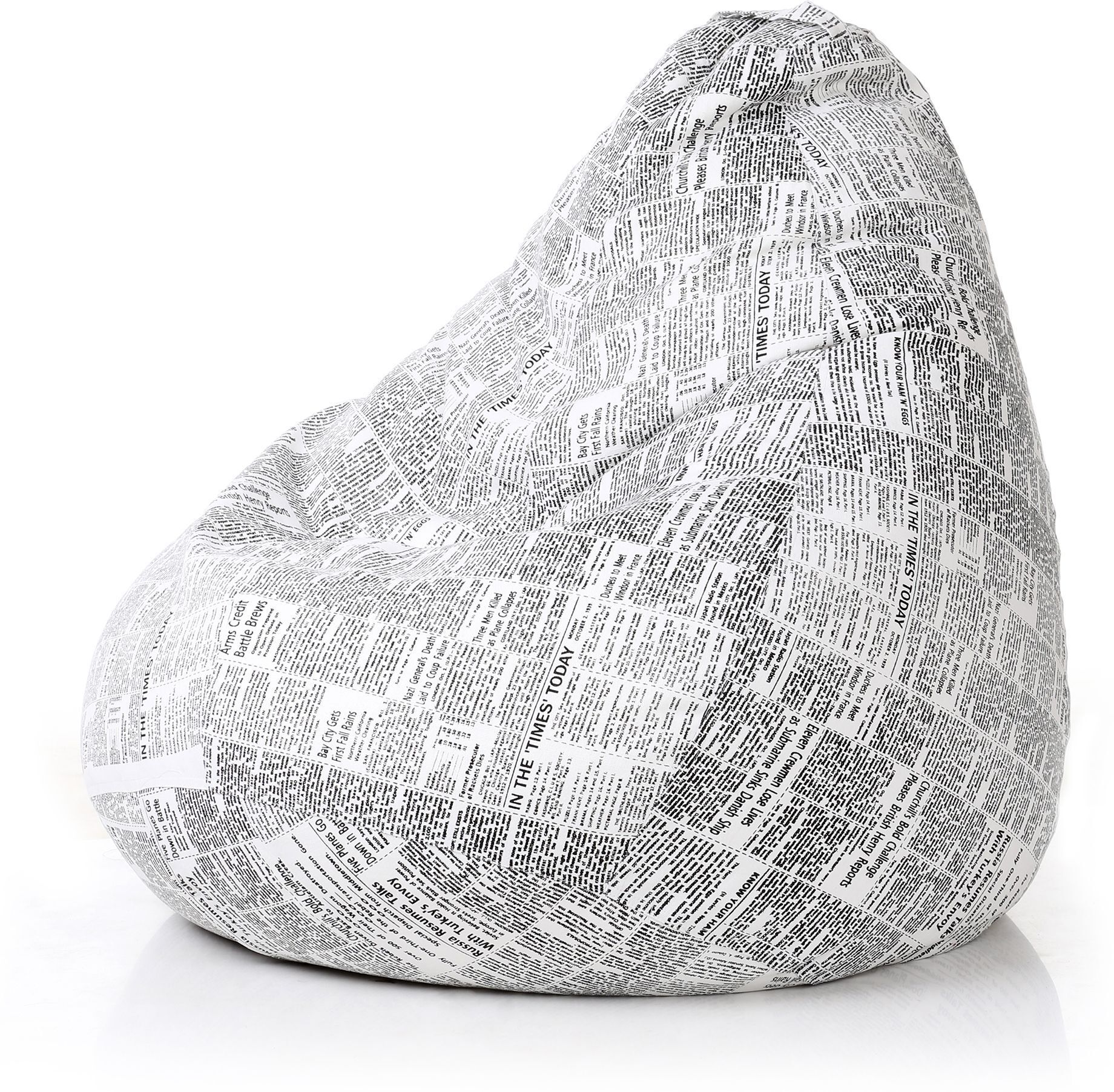 style homez 4XL Classic Cotton Canvas Newspaper Printed Teardrop Bean Bag With Bean Filling-picture-38