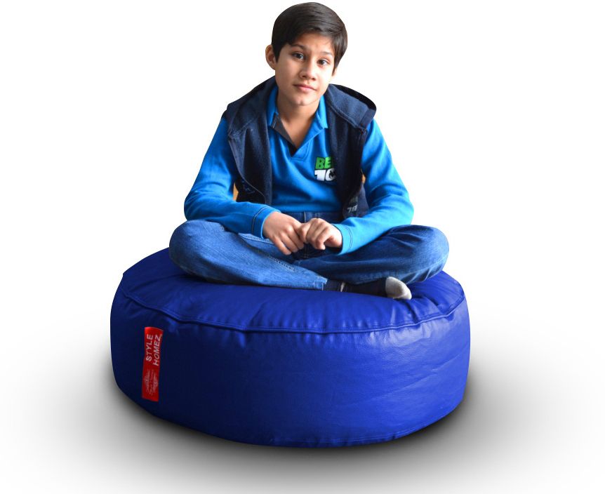 XL Premium Leatherette Classic Round Floor Cushion Bean Bag Footstool With Bean Filling-image-22