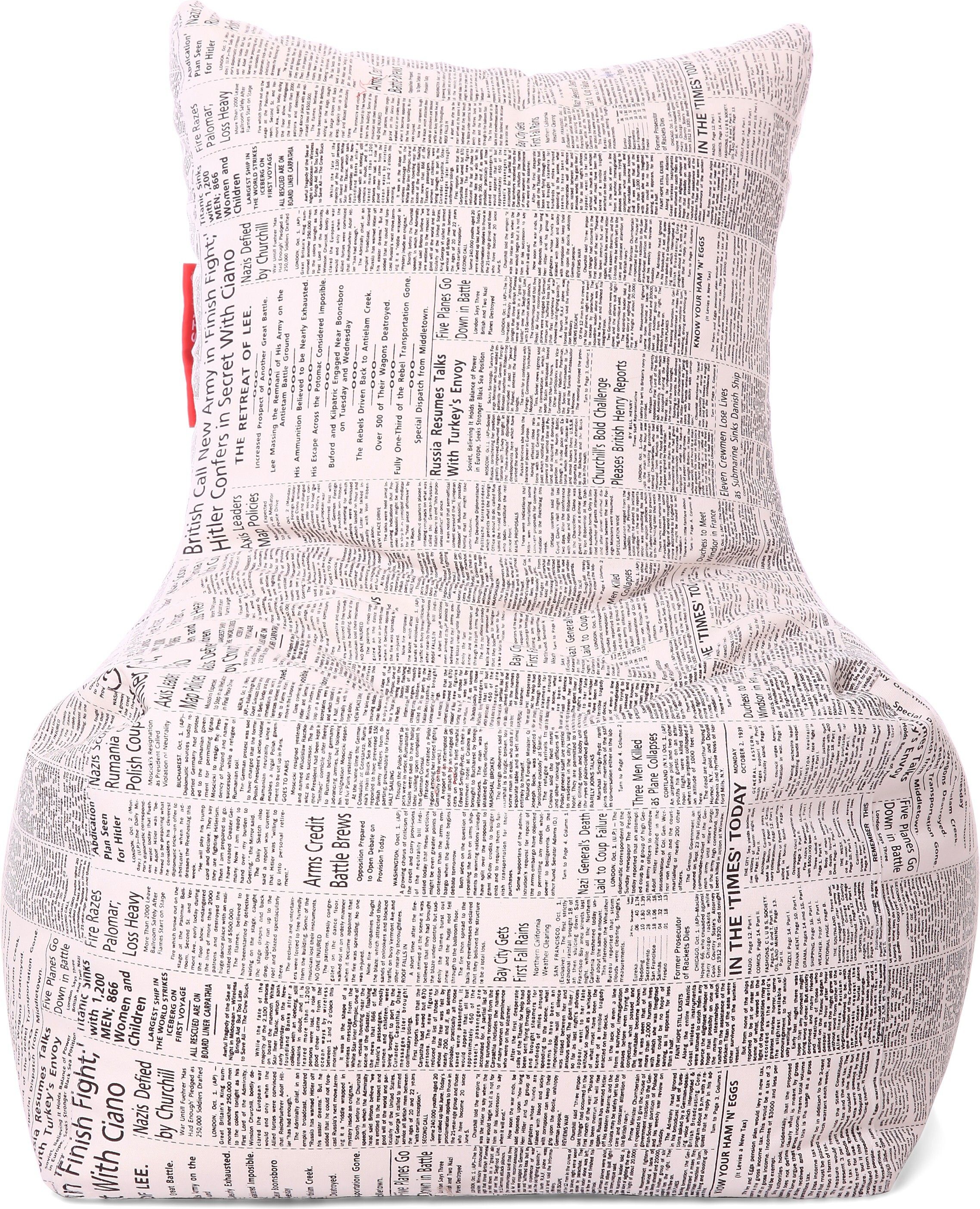 XXXL Classic Cotton Canvas Newspaper Printed Bean Bag Chair With Bean Filling-image-35