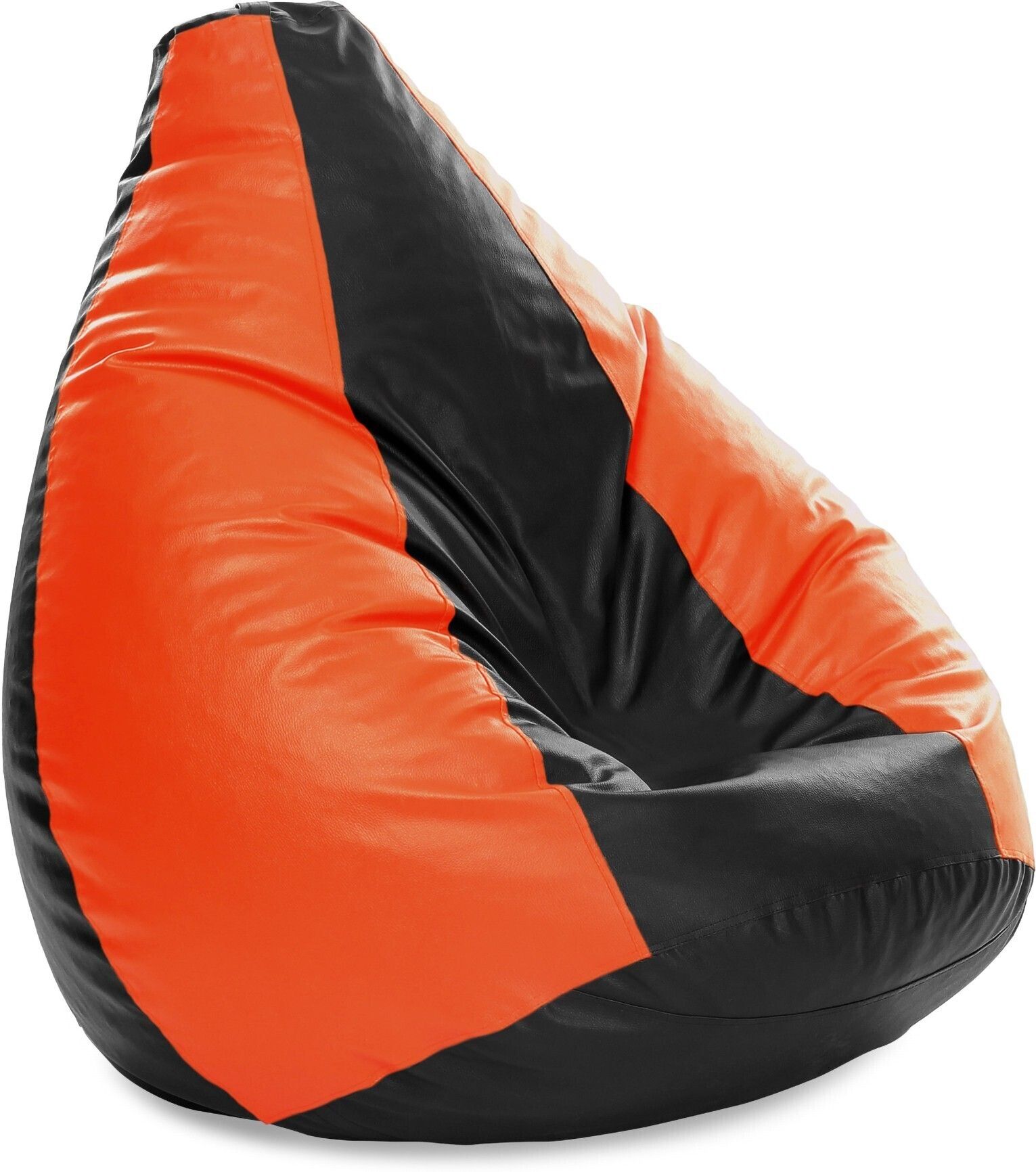 4XL Premium Leatherette Classic Black Orange Color Jumbo Teardrop Bean Bag With Bean Filling-image-31