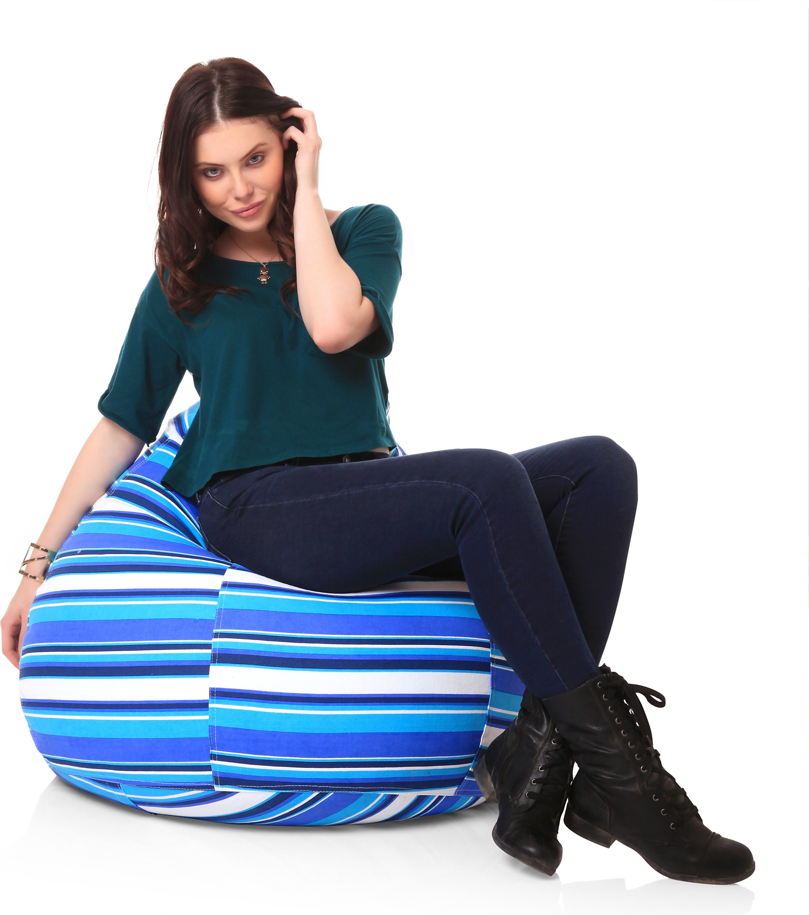 style homez XL Classic Cotton Canvas Stripes Printed Teardrop Bean Bag With Bean Filling-picture-21
