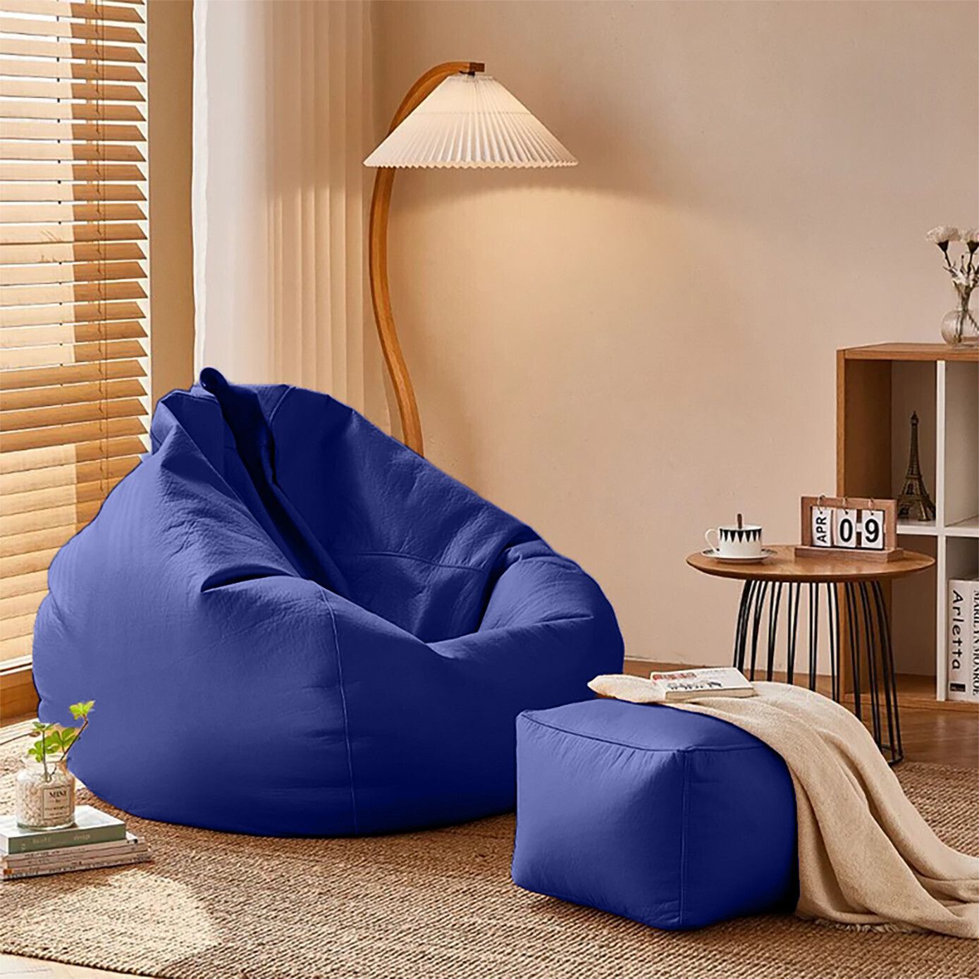 4XL RelaxSofa Nest With Free Cushion and Puffy , Blue Teardrop Bean Bag With Bean Filling-image-49