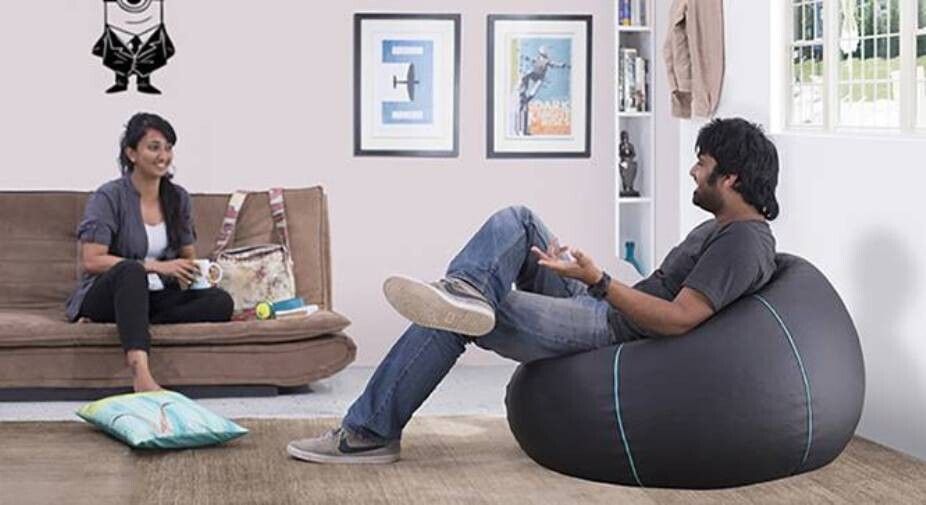 style homez XXL Premium Collection Classic Leatherette Teal Stripes Body Fitter Bean Bag With Bean Filling-picture-0