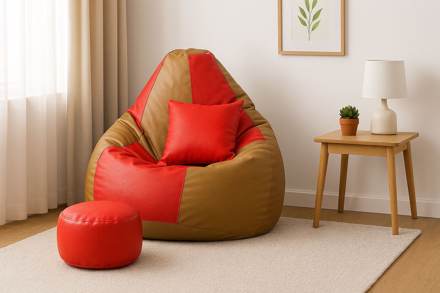 flipkart perfect homes studio 4XL Bean Bag with Footstool & Cushion | Faux Leather Teardrop Bean Bag With Bean Filling-picture-15
