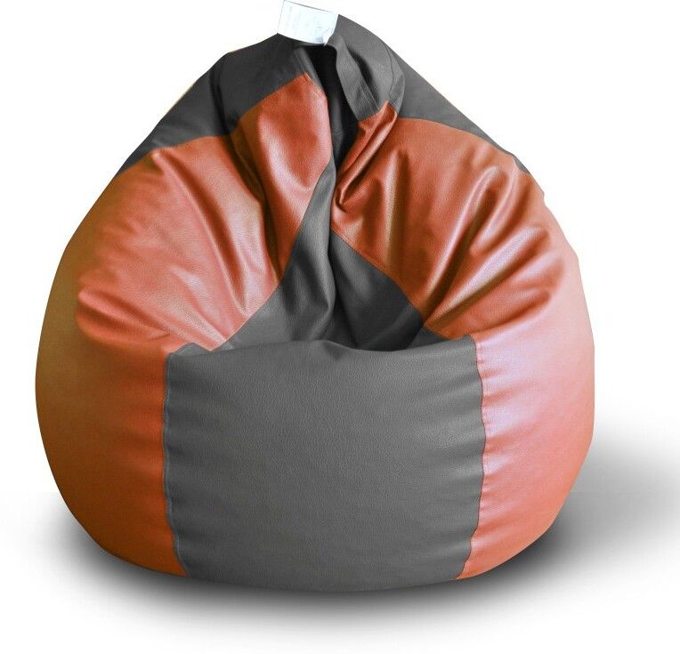 XXL Premium Leatherette Classic Grey Tan Color Teardrop Bean Bag With Bean Filling-image-36