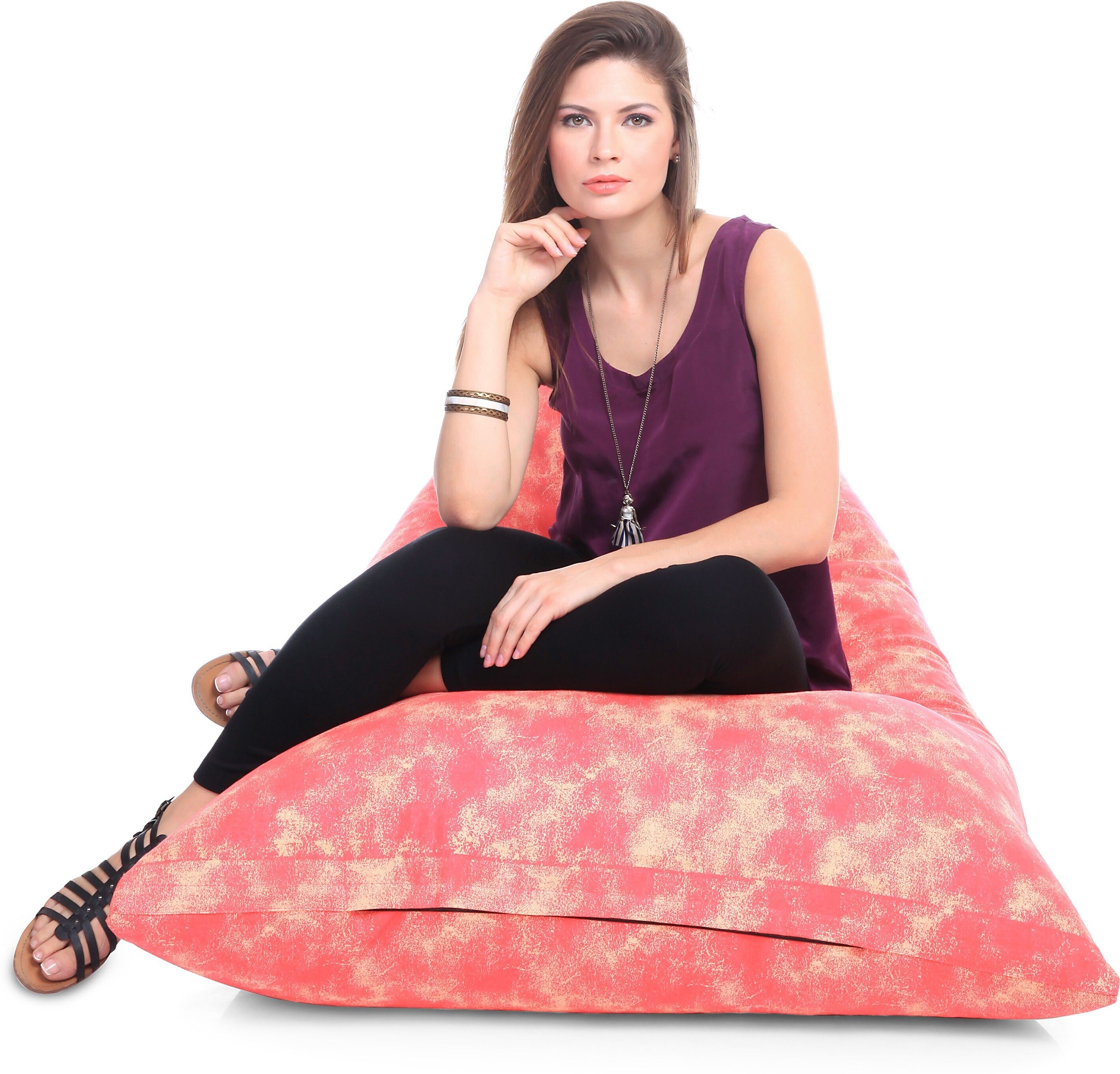 style homez XXL Pyramid Cotton Canvas Abstract Printed Lounger Bean Bag With Bean Filling-picture-16