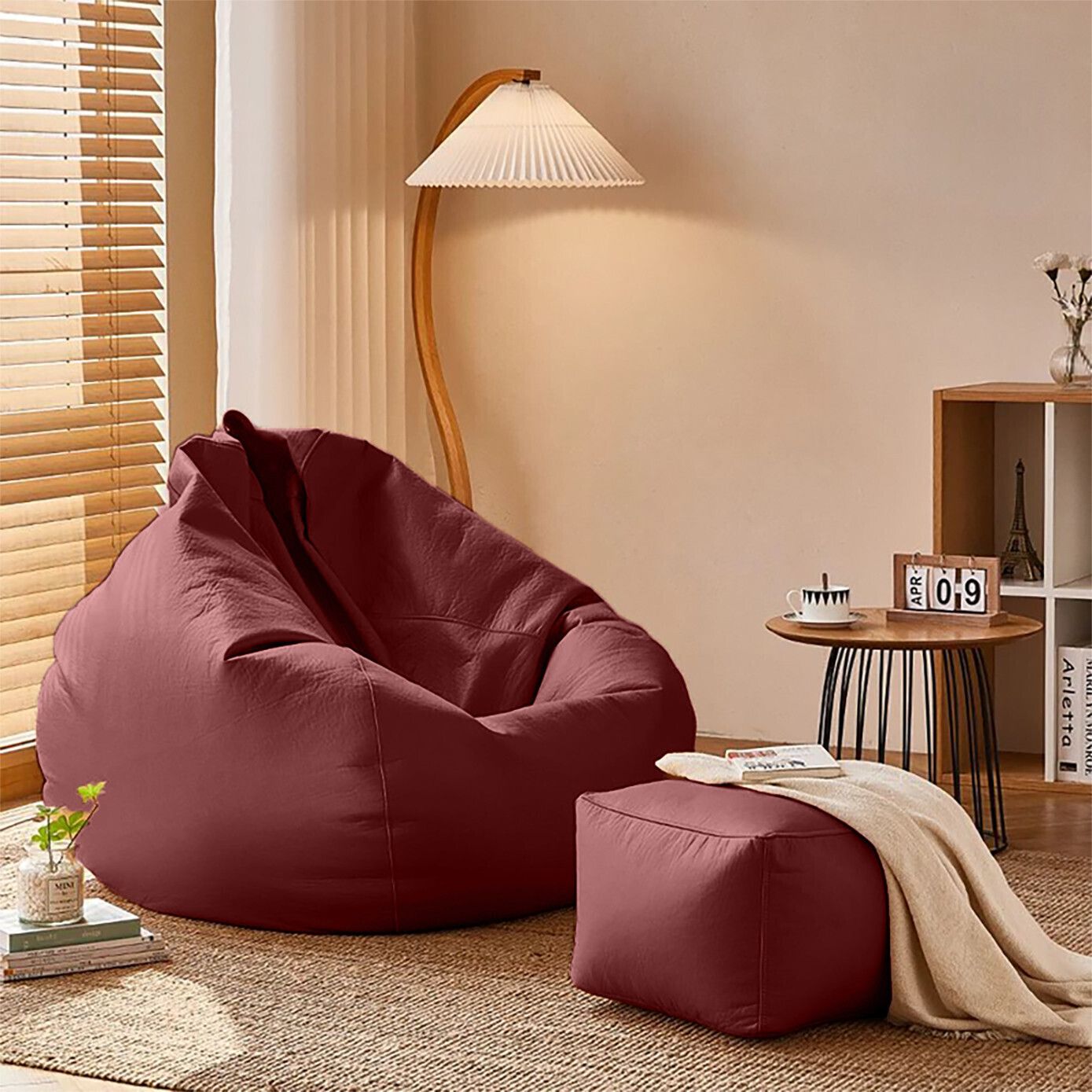 4XL RelaxSofa Nest With Free Cushion and Puffy , Maroon Teardrop Bean Bag With Bean Filling-image-48