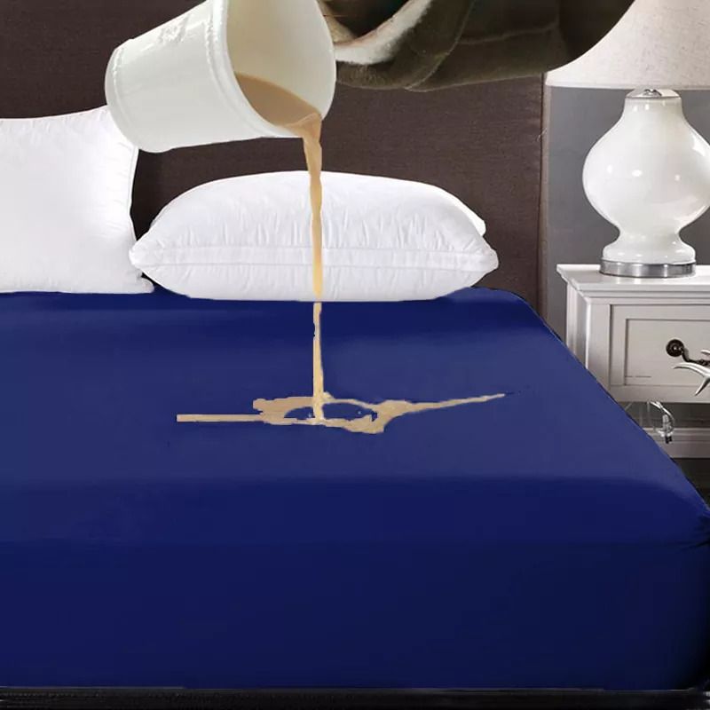 Waterproof 84"x72" cotton fitted king size mattress protector Nevi Blue