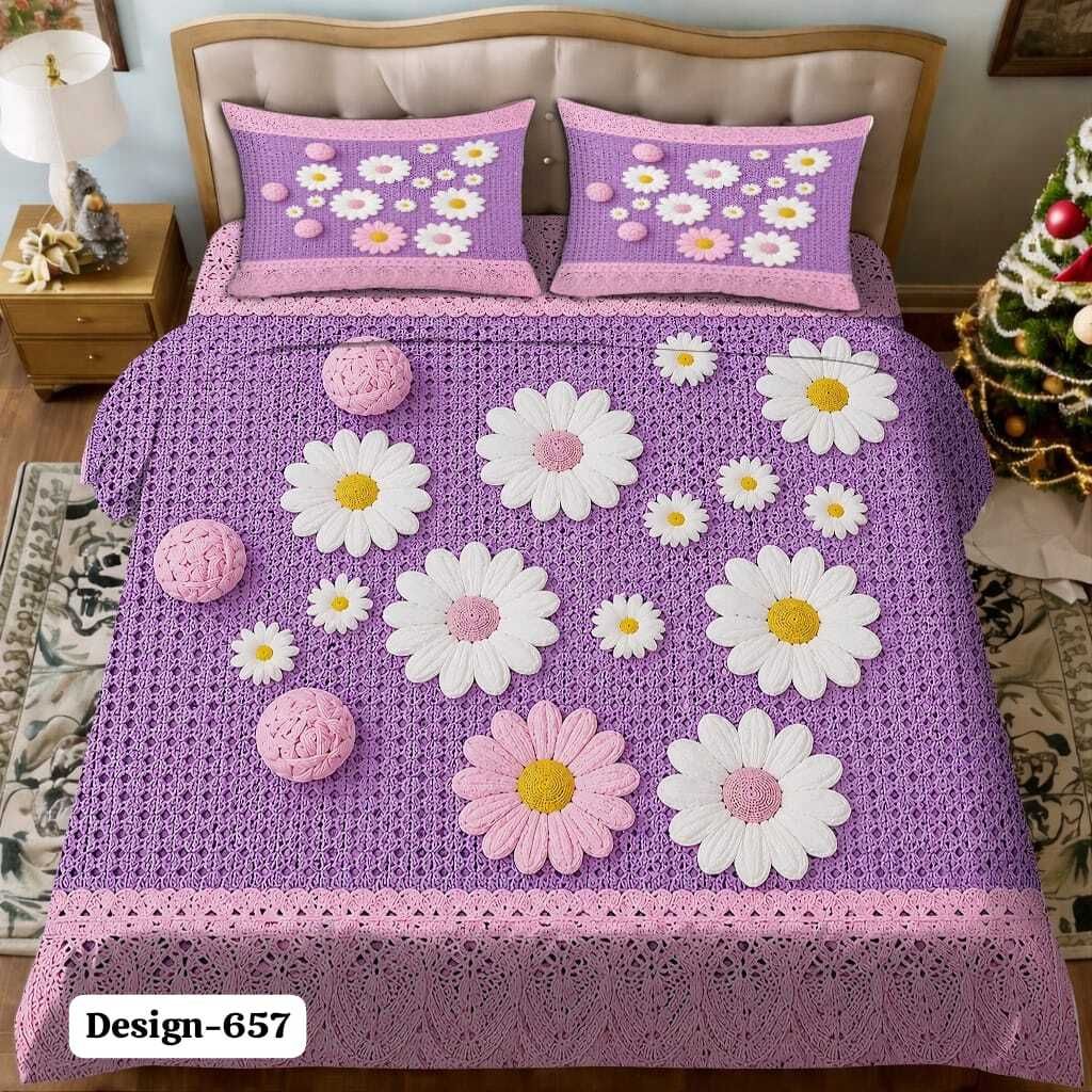 Microfiber King Flat 210 TC 7D Digital 1 Bedsheet with 2 Pillow Covers-image-10