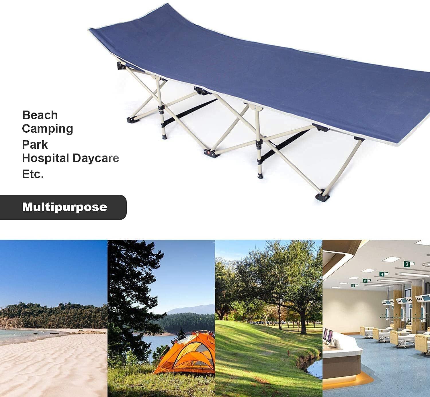 debrifo Heavy Duty Lightweight Folding Camping Bed Foldable Iron Inversion Chair-picture-11