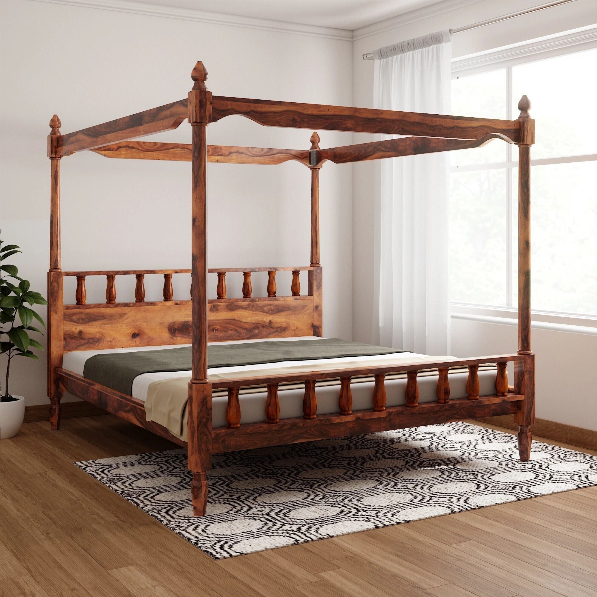 Sheesham ( Rosewood ) Jodhpur Furniture Solid Wood King Bed-image-17