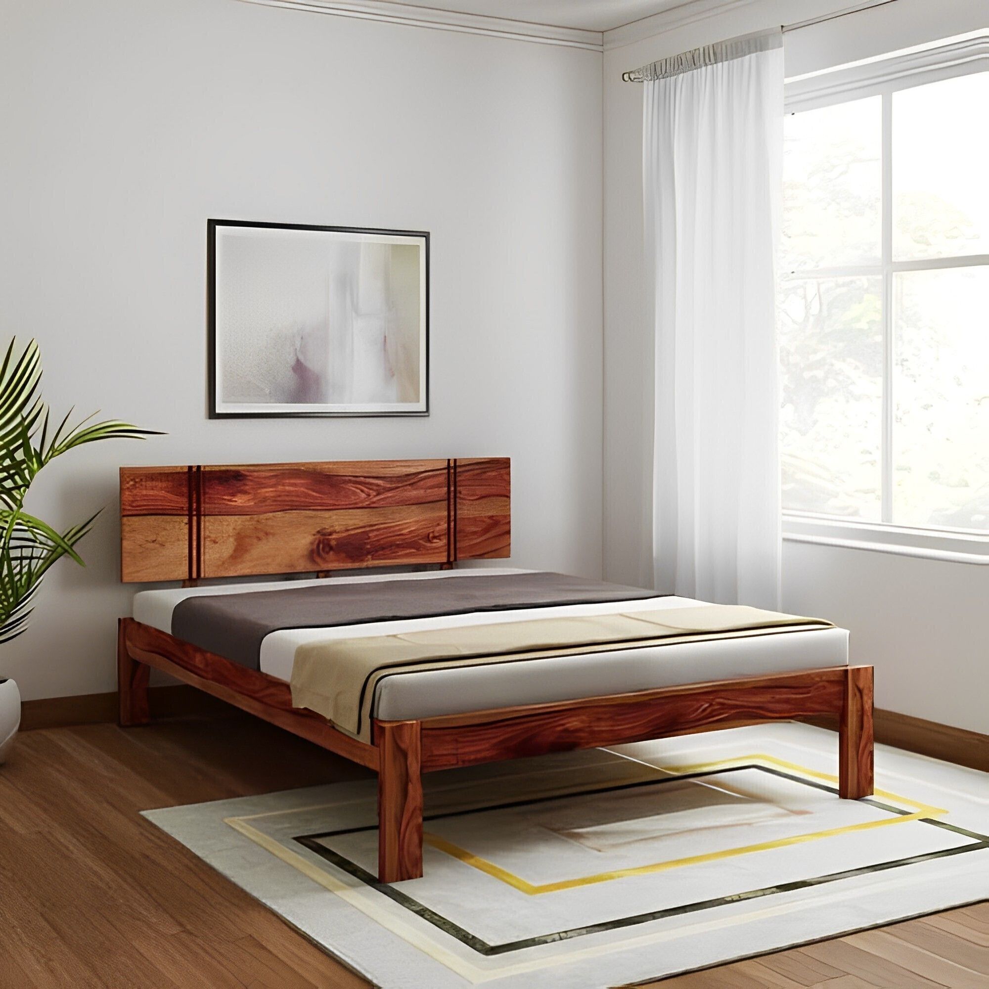 Sheesham ( Rosewood ) Jodhpur Furniture Solid Wood King Bed-image-3