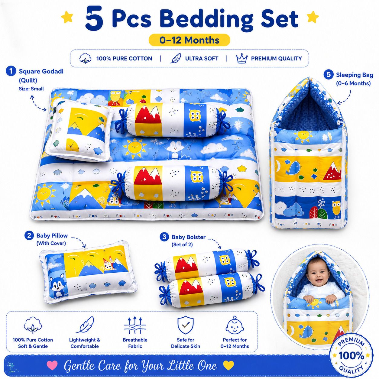 amg enterprise Cotton Baby Bed Sized Bedding Set-picture-42