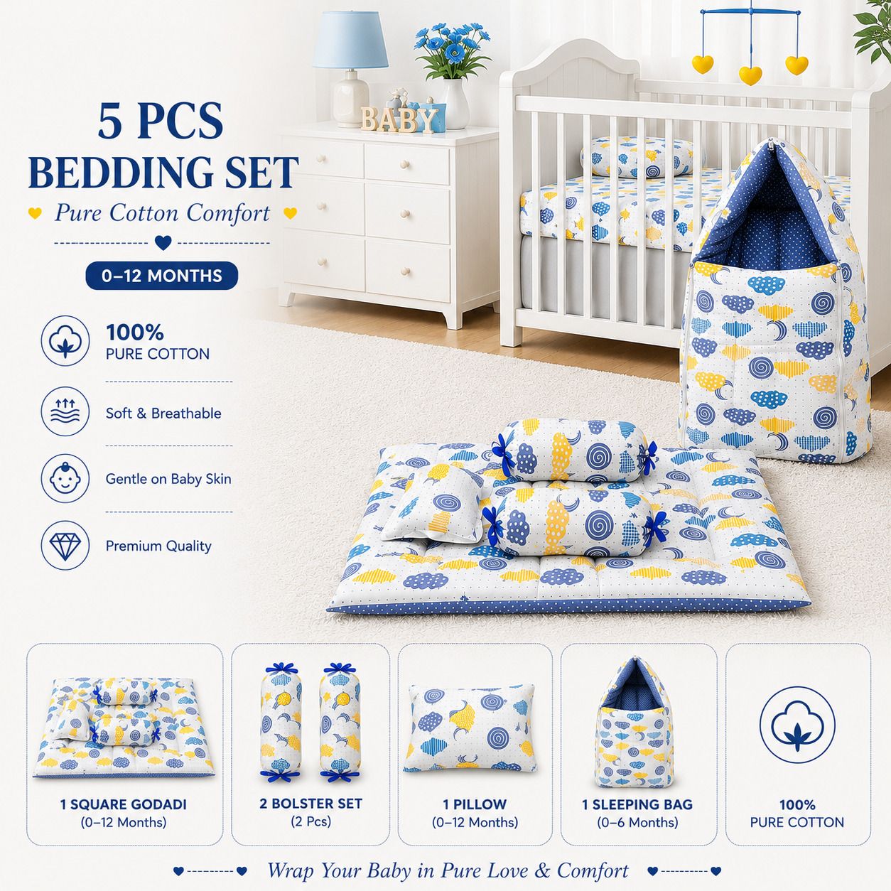 amg enterprise Cotton Baby Bed Sized Bedding Set-picture-38