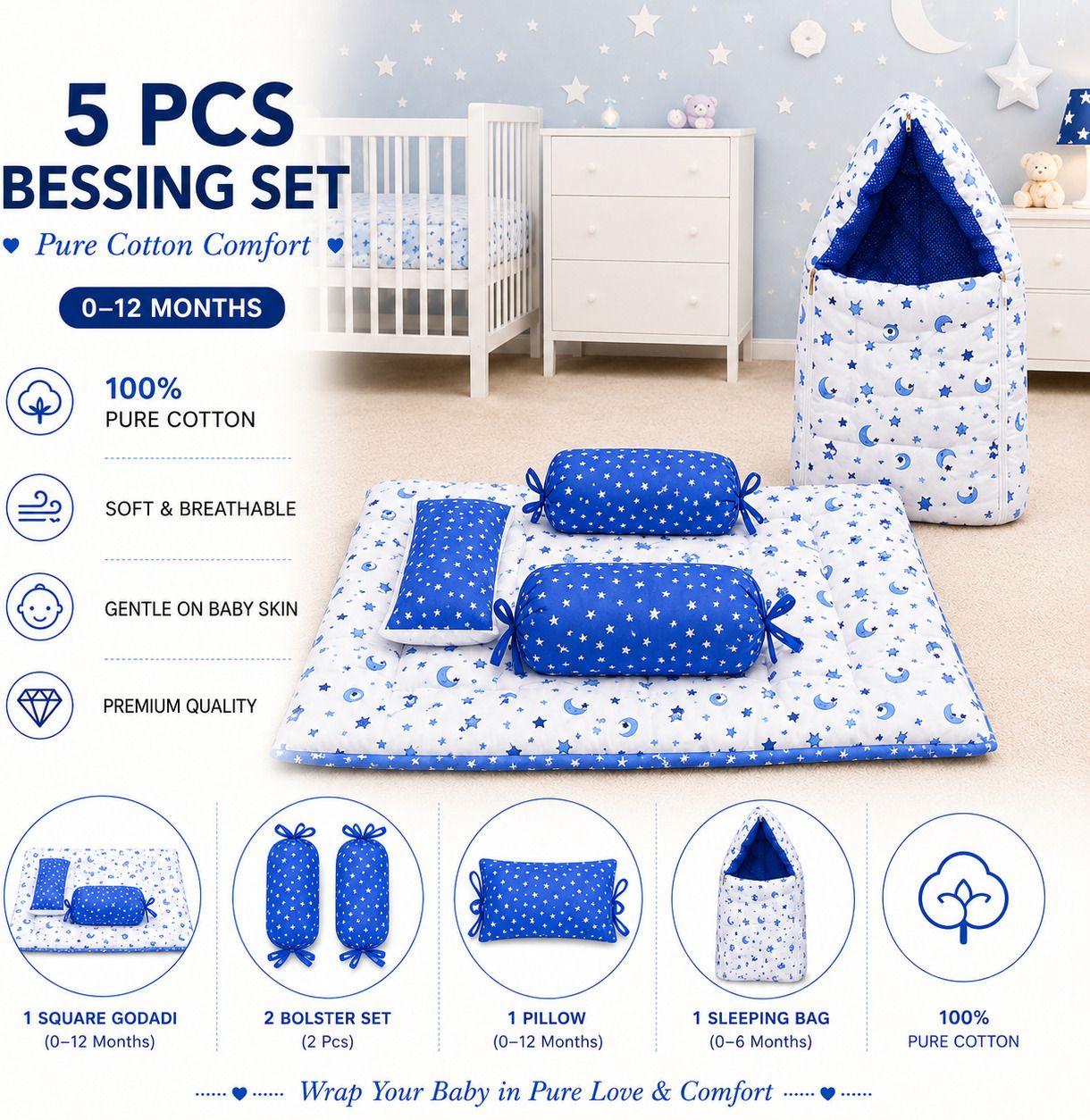 amg enterprise Cotton Baby Bed Sized Bedding Set-picture-34
