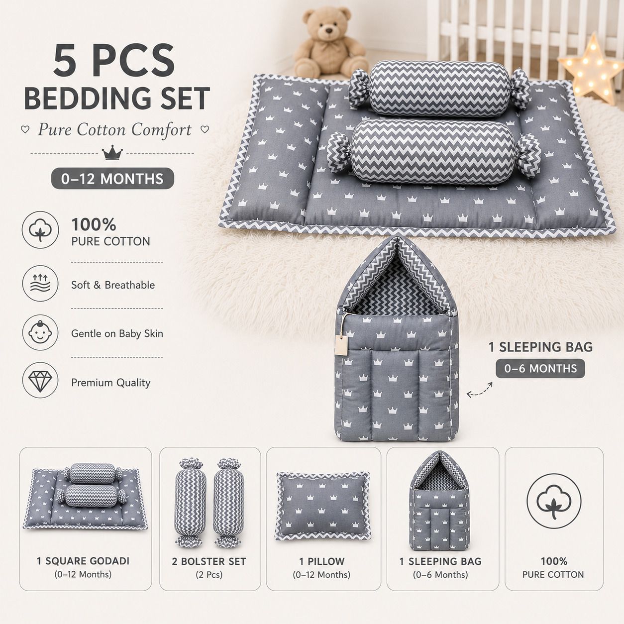 amg enterprise Cotton Baby Bed Sized Bedding Set-picture-31