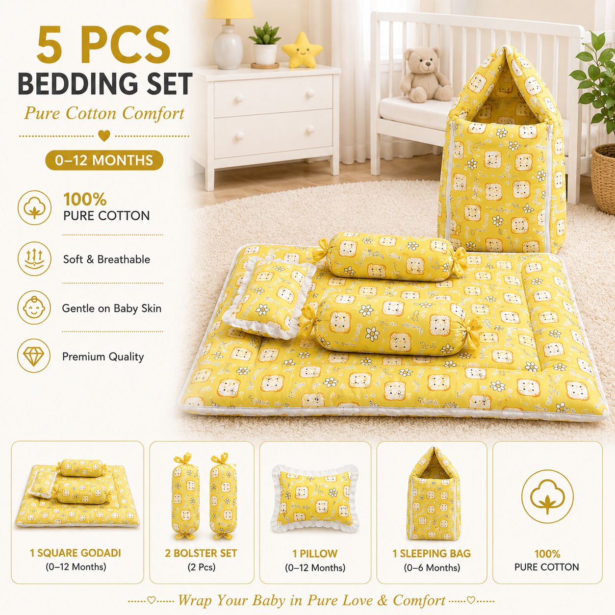 amg enterprise Cotton Baby Bed Sized Bedding Set-picture-15