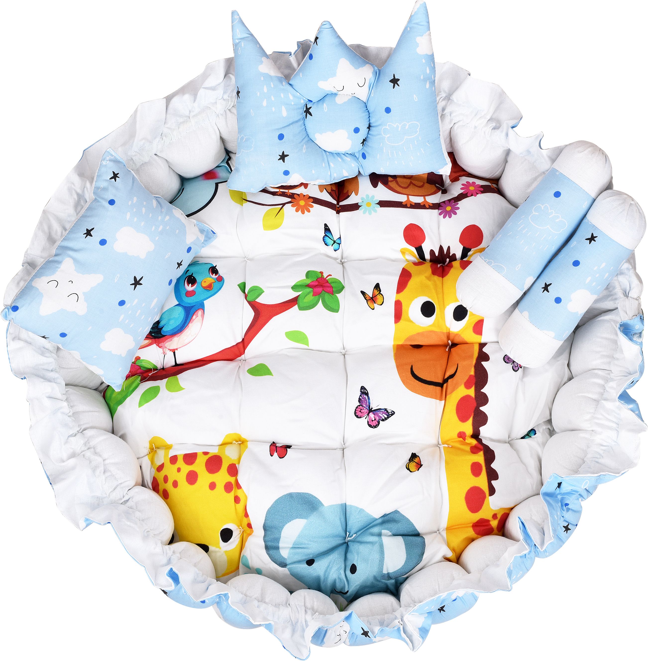 drashti Multicolor 4 Pillows & Round Shape Cotton Baby Bed for 0-1 Year NA NA-picture-13
