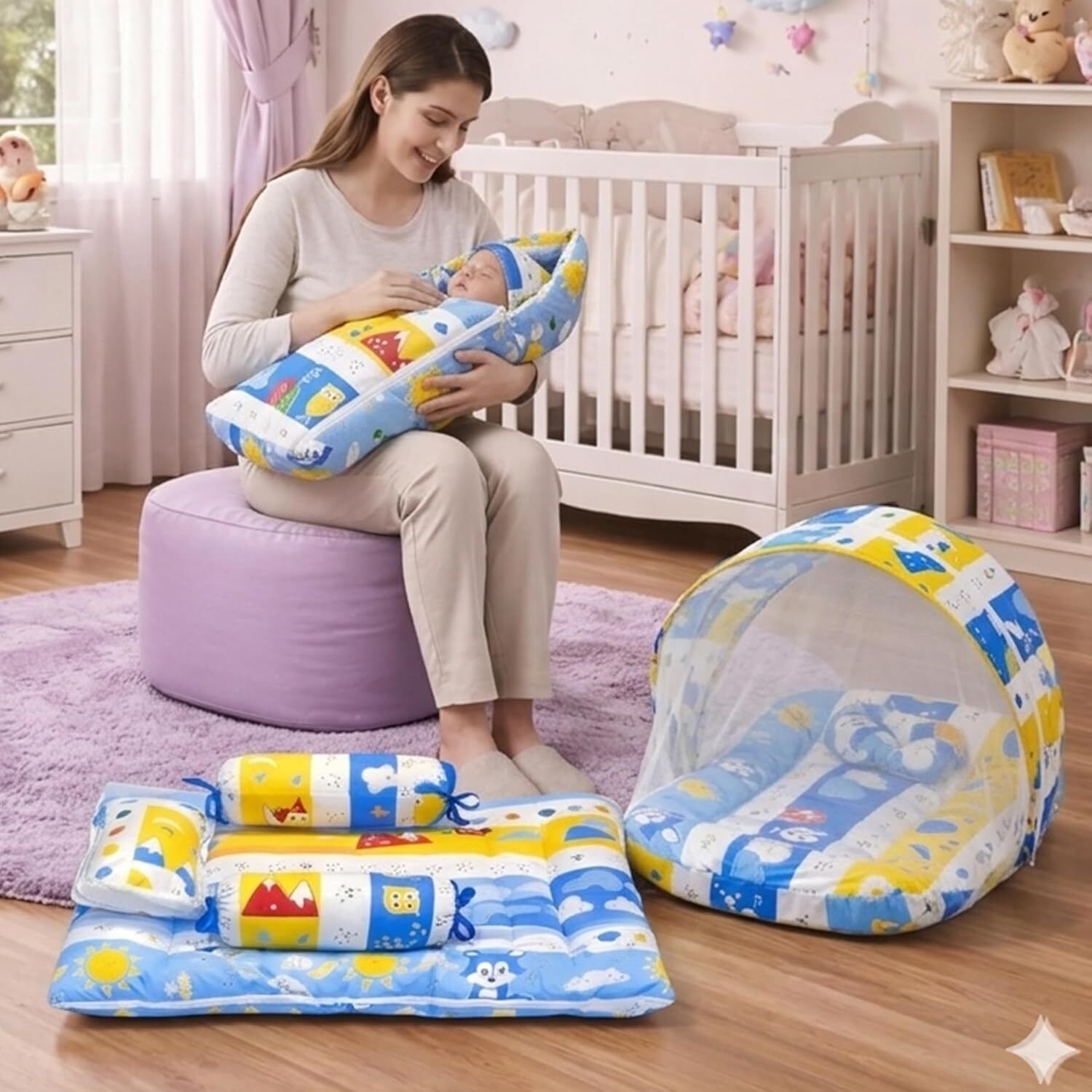 amg enterprise Cotton Baby Bed Sized Bedding Set-picture-16