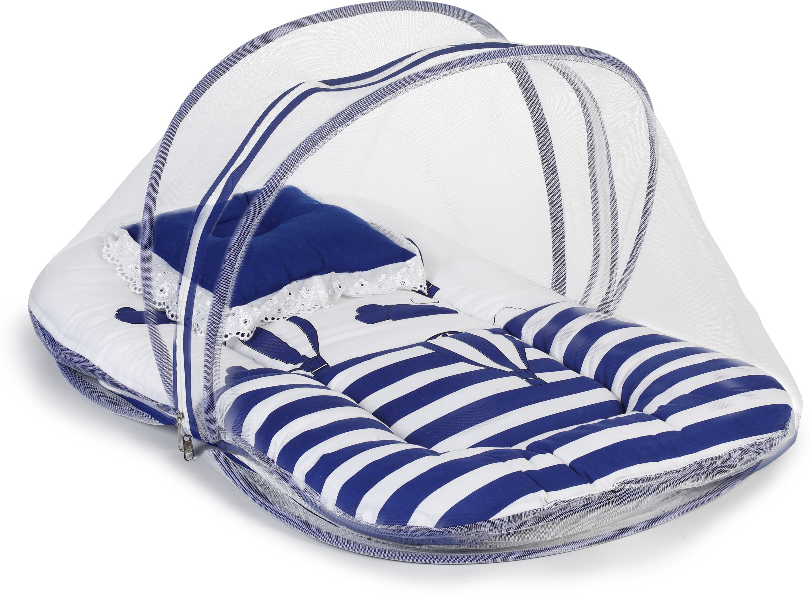 Mosquito Net with Zip Closure & Neck Pillow Cotton Baby Bed Sized Bedding Set