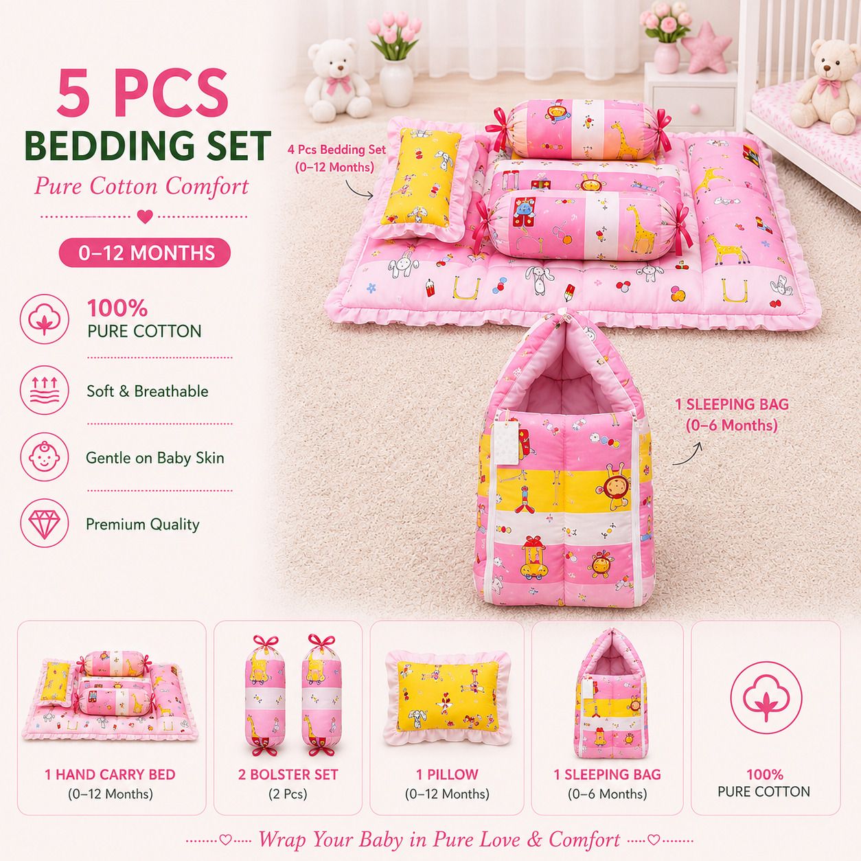amg enterprise Cotton Baby Bed Sized Bedding Set-picture-15